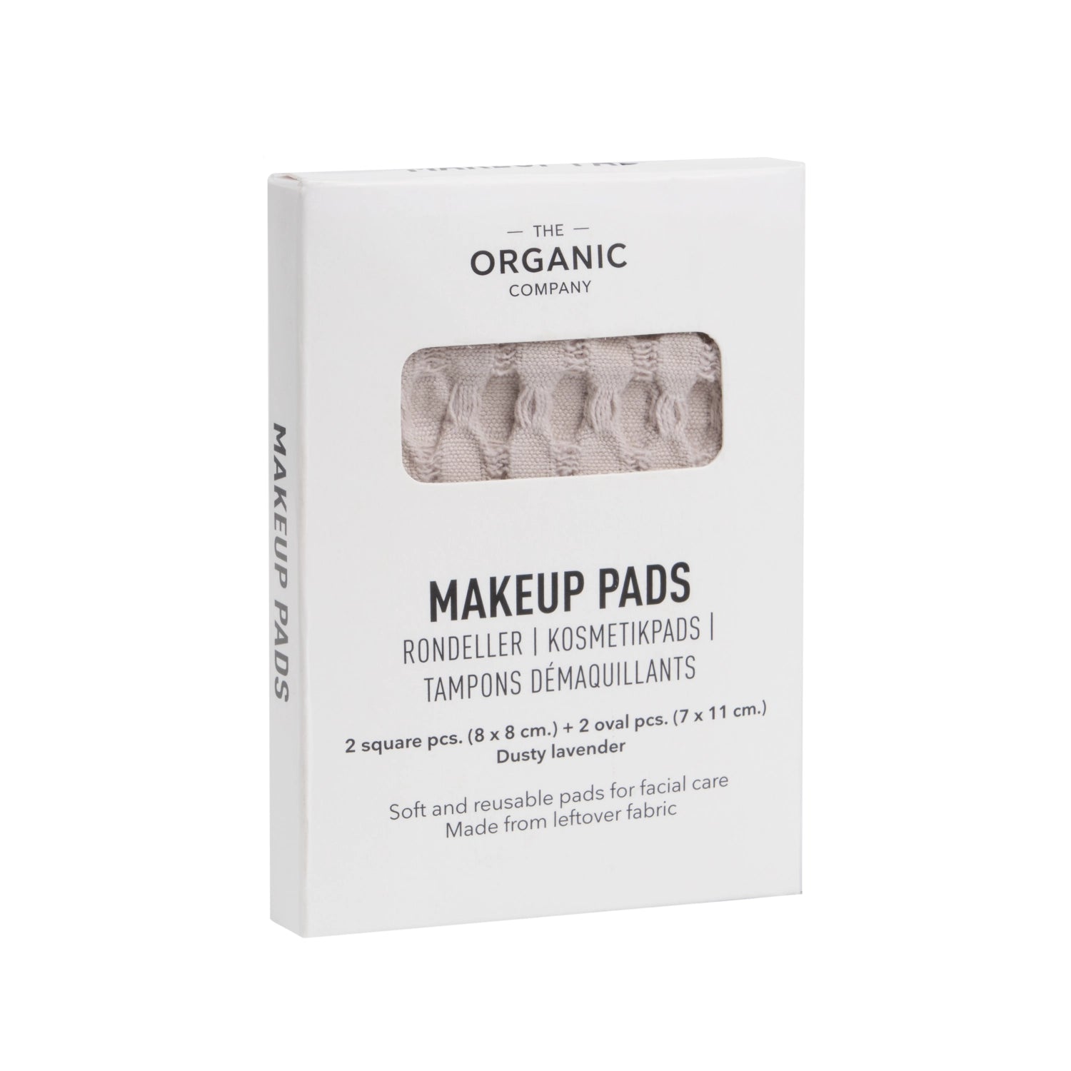 4er Set Big Waffle Makeup Pads in dusty lavendel (8x8 cm) aus 100% Biobaumwolle, ideal für sanfte und nachhaltige Körperpflege.