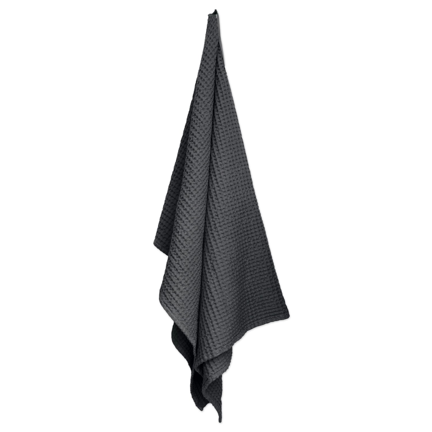 Elegantes Big Waffle Badetuch in dunklem Grau, 100x150 cm, aus 100% Biobaumwolle – perfekt für umweltbewusste Entspannung und modernes Design.