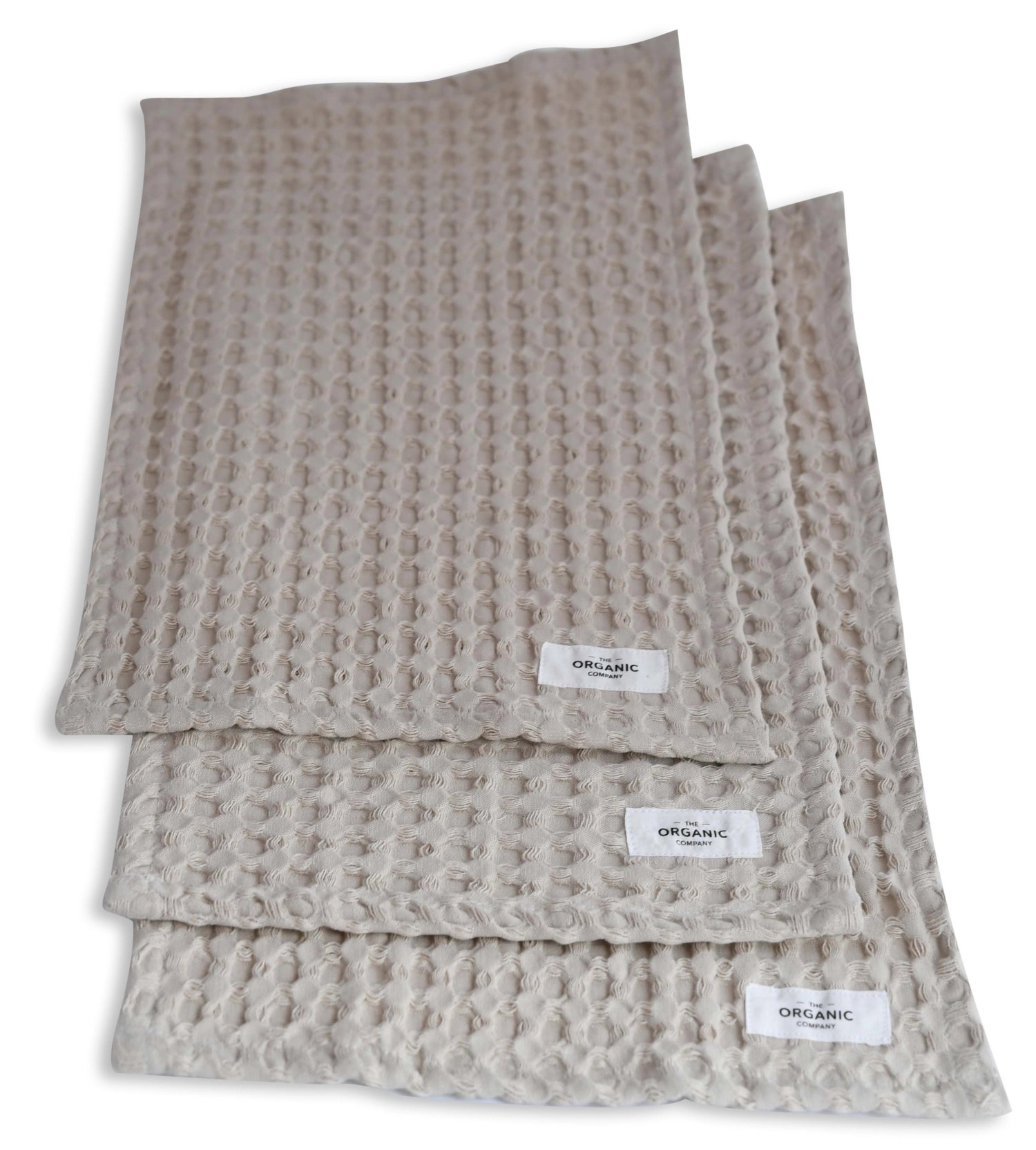 Big Waffle 3er Set Waschlappen 24x40cm stone Biobaumwolle in Beige präsentiert im Onlineshop von KAQTU Design AG. Badetuch ist von The Organic Company