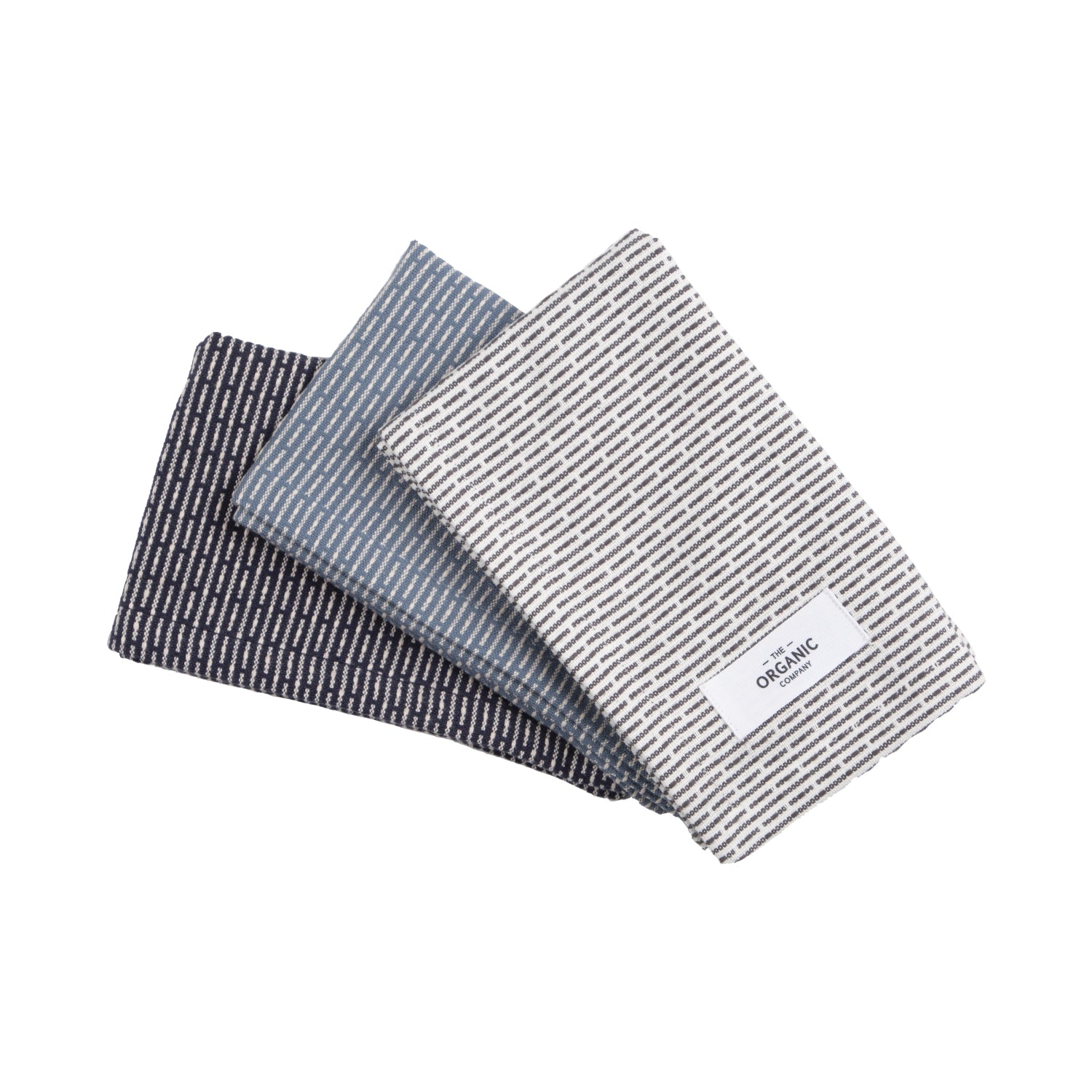 Elegantes 3er Set Spültücher in beruhigendem Ocean-Blau, aus nachhaltiger Biobaumwolle. Ideal für umweltfreundliche Küchen. Größe: 30x35cm.