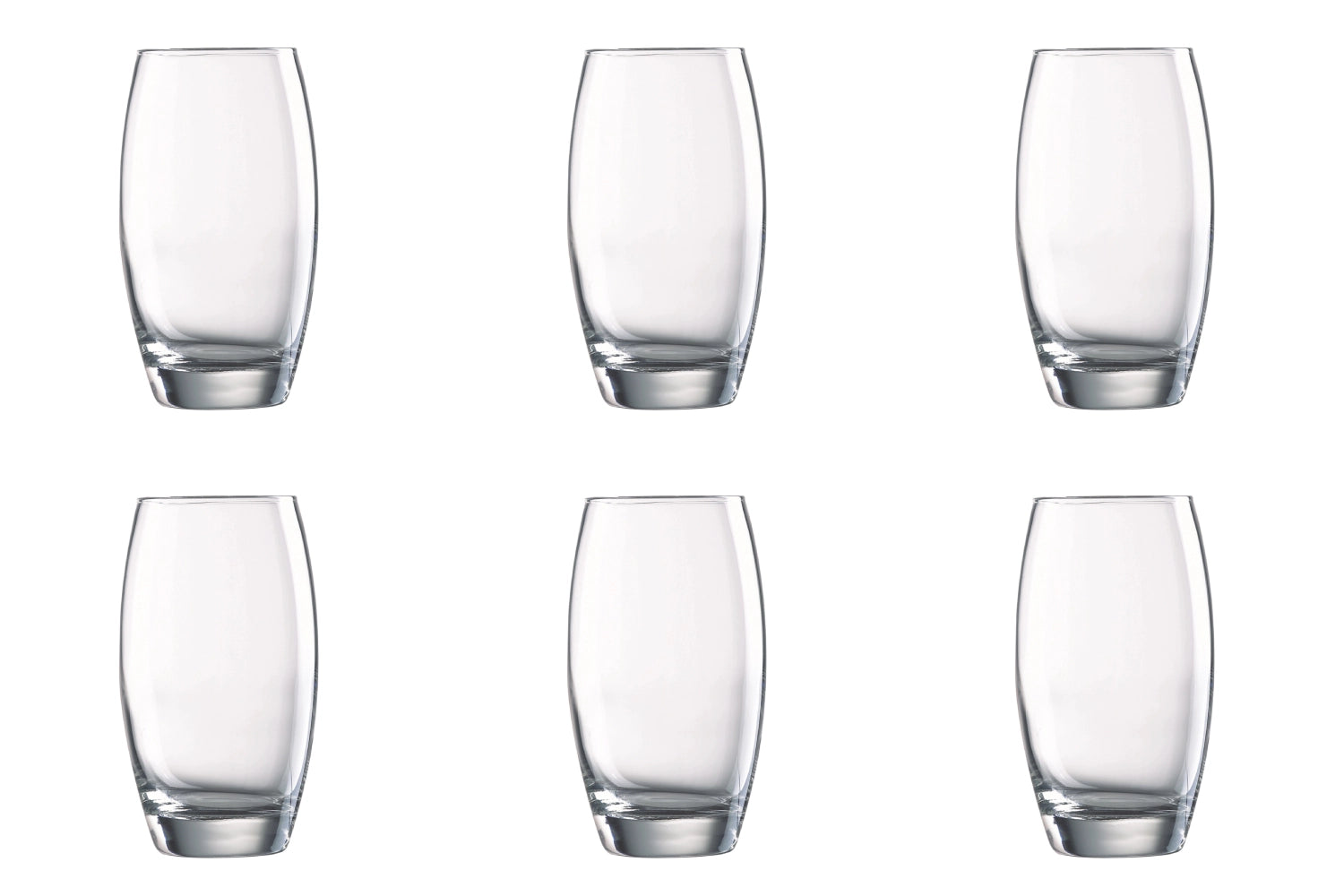 Elegantes 6er Set Salto Wassergläser in sanftem Eisblau, ideal für Getränke bei festlichen Anlässen, mit 0.5l Fassungsvermögen und modernen Proportionen.