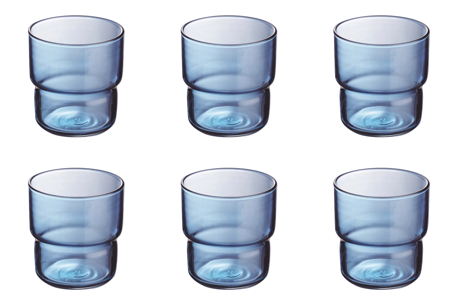 Elegantes 6er Set Log Brush OF Becher in Blue Jean, 0.22l, D7.3cm, H7.9cm – ideal für stilvolle Getränke und besondere Anlässe.