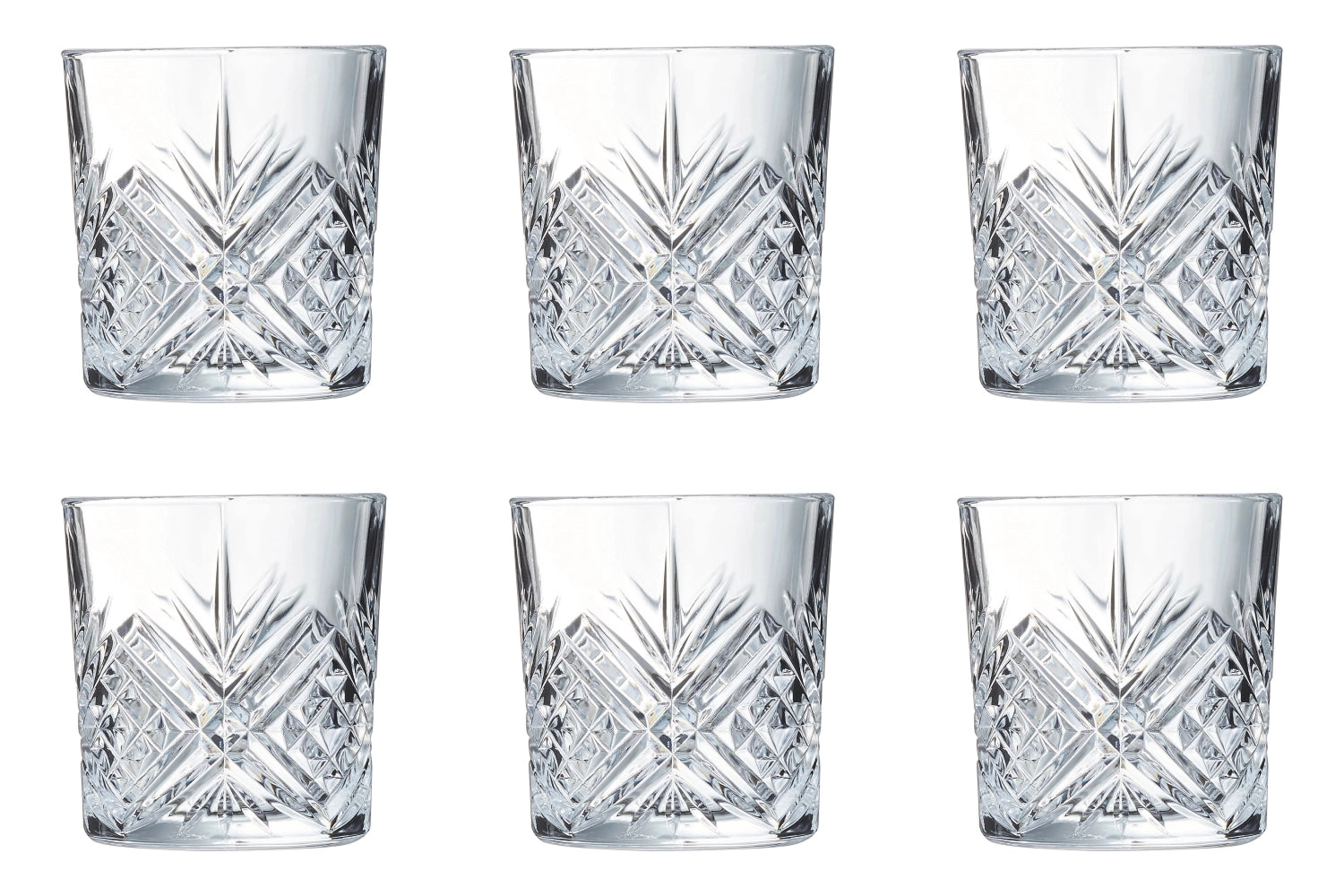 Elegantes 6er Set Broadway O/F Becher von Arc, perfekt für Schnaps, mit einem Fassungsvermögen von 0,3 l und zeitgemäßem Look.