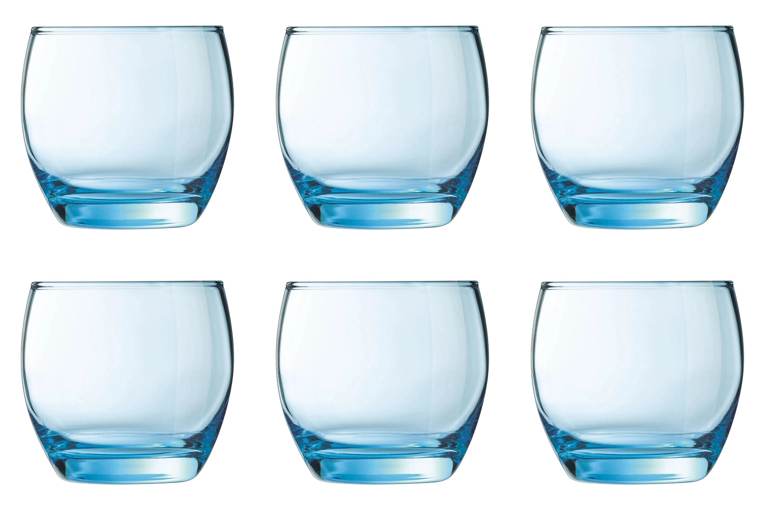 Stilvolles 6er Set eisblaue Becher Salto von Arc, 0.32l, D8.9cm, H8.3cm, perfekt für Getränke aller Art, zeitgemäßes Design und vielseitig einsetzbar.