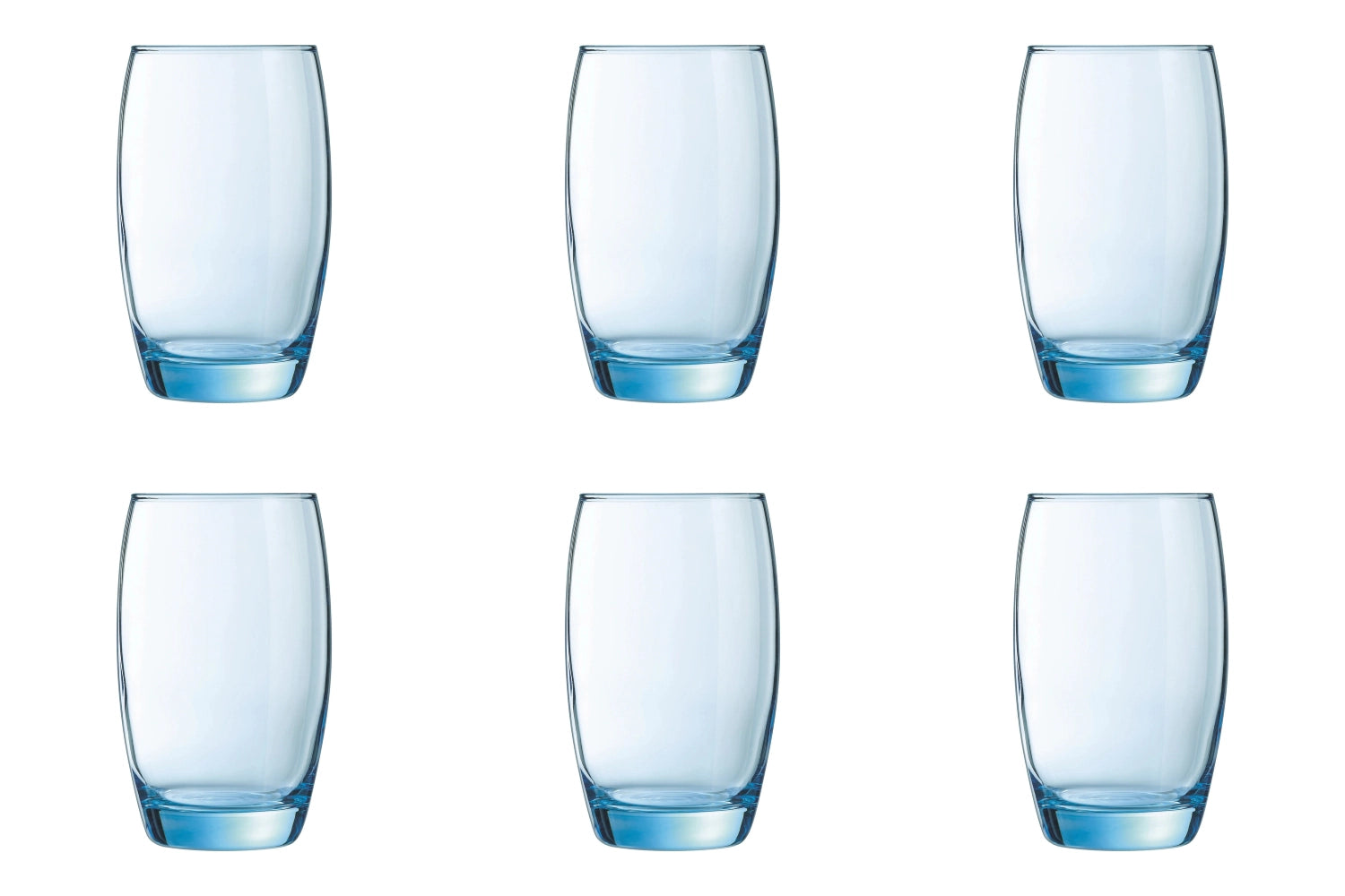 Elegantes 6er Set Wassergläser in eisblau von Arc, 0.35l, D7.6cm, H12.1cm, ideal für erfrischende Getränke, modernes und funktionales Design.