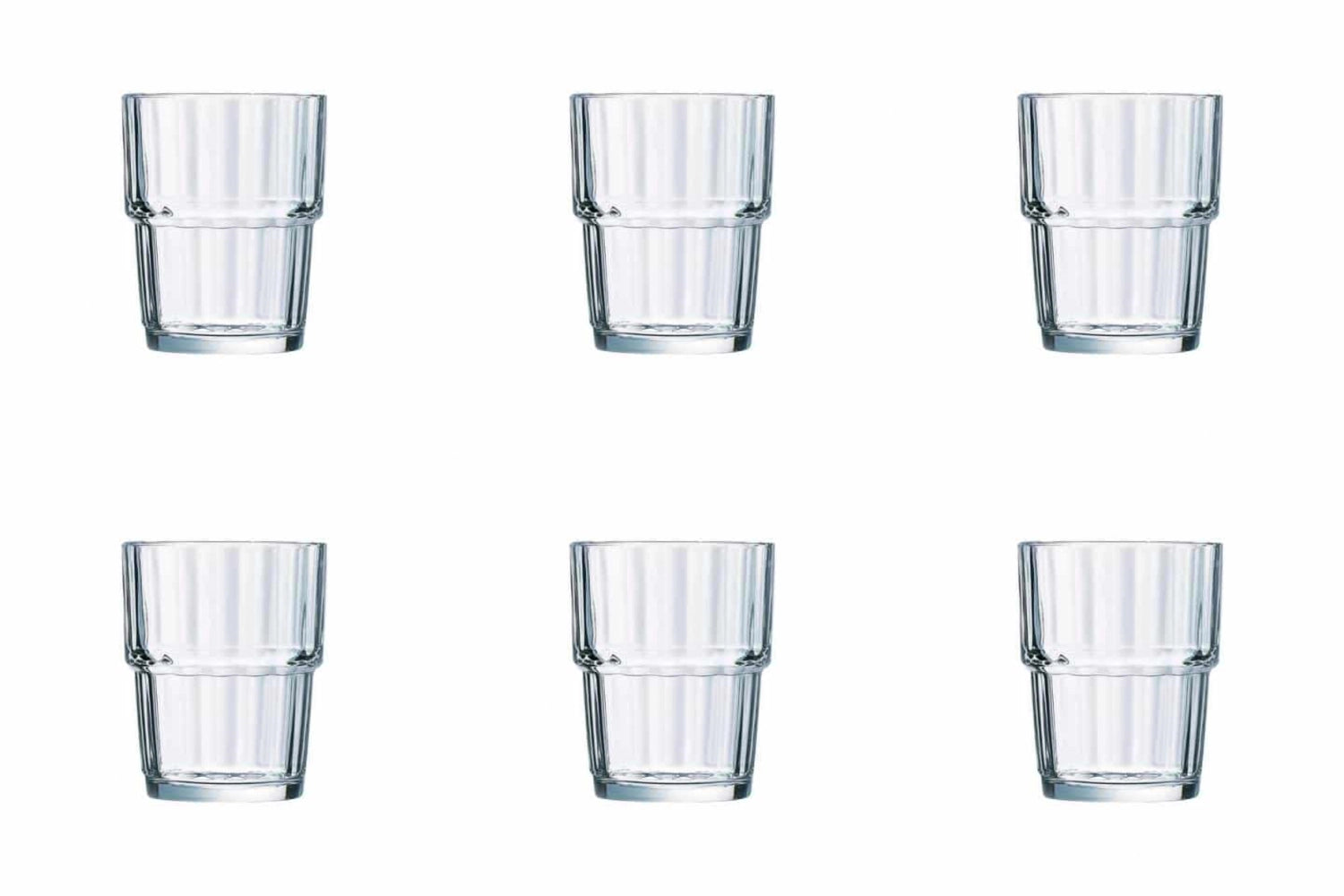 Stapelbares 6er Set Norvege Trinkgläser von Arc, 0.25l, elegantes Design, ideal für Partys und den täglichen Gebrauch, erhältlich bei KAQTU Design AG.