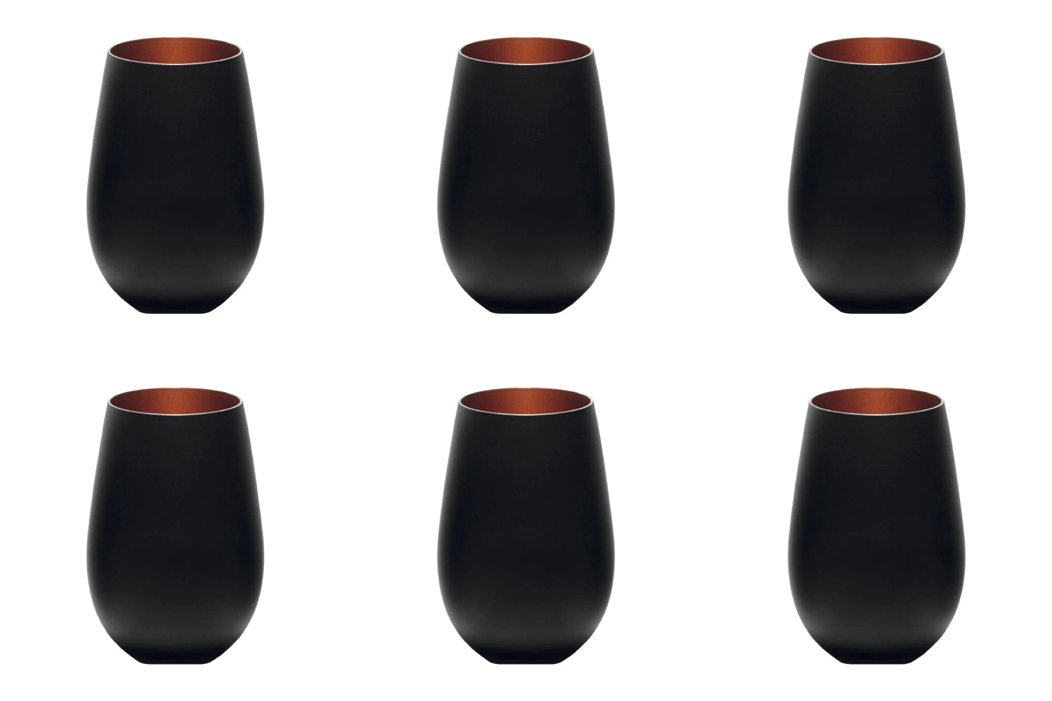 Elegantes 6er Set Elements Becher in Schwarz/Bronze von Stölzle, 465ml, perfekte Trinkgläser für besondere Anlässe und stilvolle Tischdekoration.
