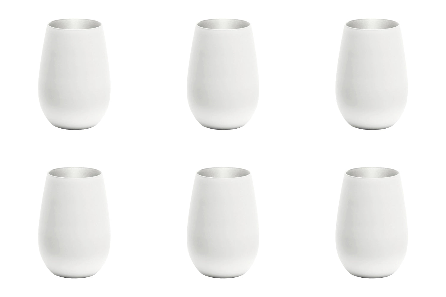 Stölzle 6er Set Becher in Weiß mit silbernen Details, perfekt für den täglichen Gebrauch und besondere Anlässe, stilvoll und modern.
