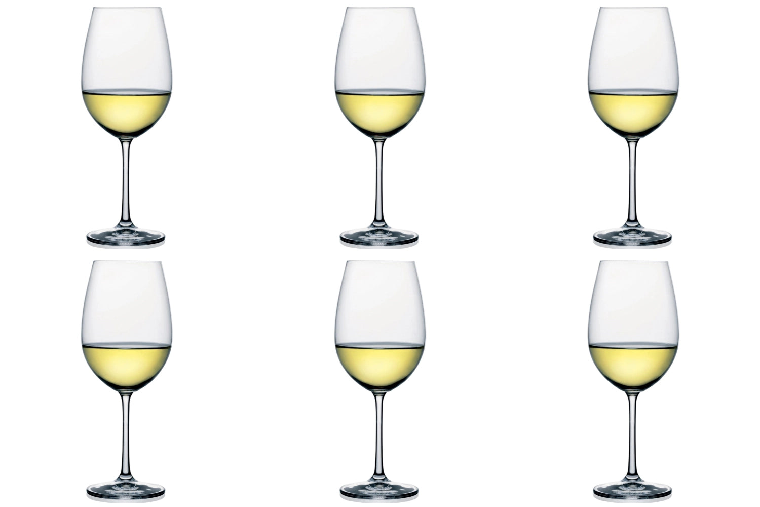 Hochwertiges 6er Set Weißweingläser von swizzglas, 48 cl, 21.4 cm hoch, ideal für festliche Anlässe und exquisite Weinverkostungen.