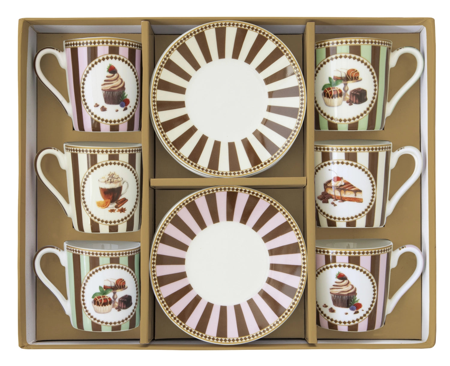 Buntes 6er Set Sweet Moments Espressotassen aus hochwertigem Porzellan, ideal für stilvolle Kaffeepausen und besondere Anlässe.