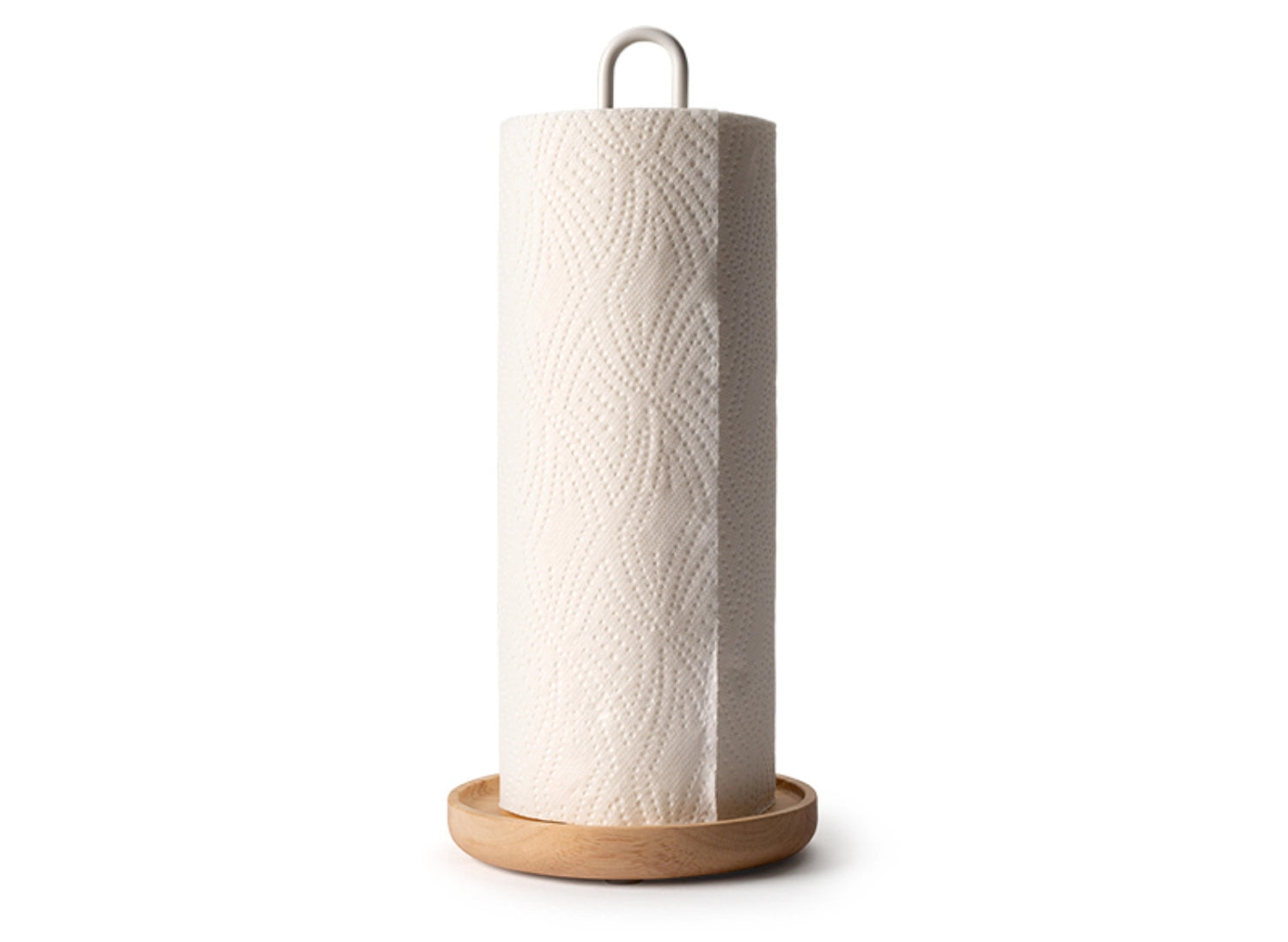 Eleganter Küchenrollenhalter aus Gummibaumholz in warmem Braun, ideal für die Küche. Praktisches Design von Continenta für stilvolle Abwaschlösungen.