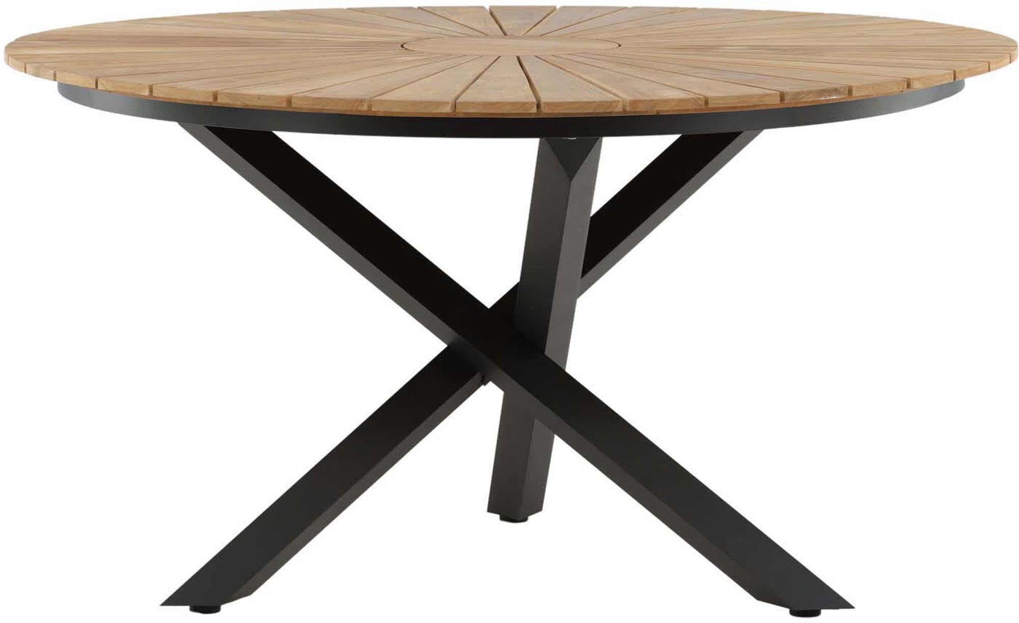 Runder Gartentisch Mexiko von Venture Home: Elegantes Design aus Teakholz und Aluminium für gesellige Stunden im Freien.