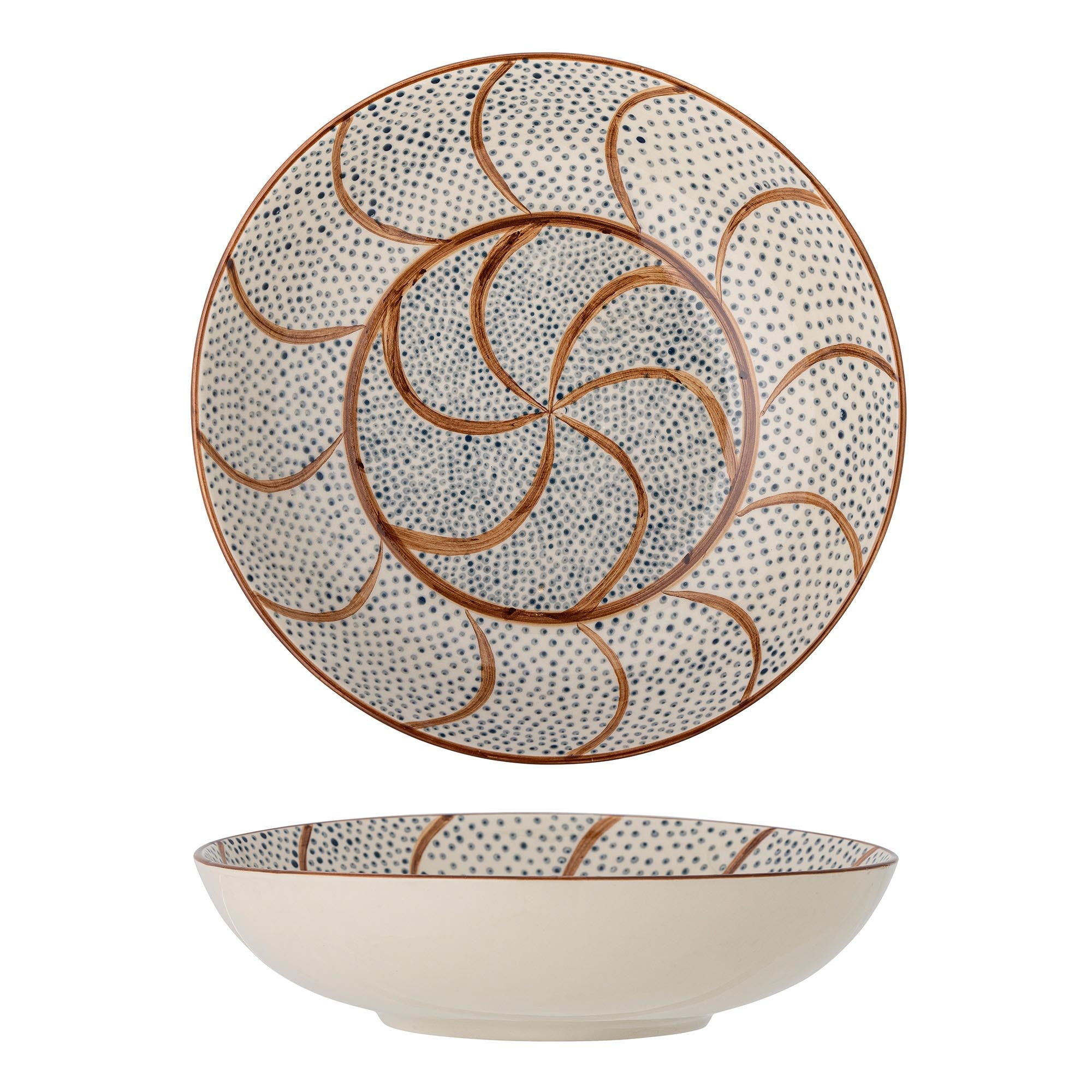 Elegante, braune Schale aus hochwertigem Steingut von Bloomingville, ideal für stilvolle Tischdekoration und Servieren.