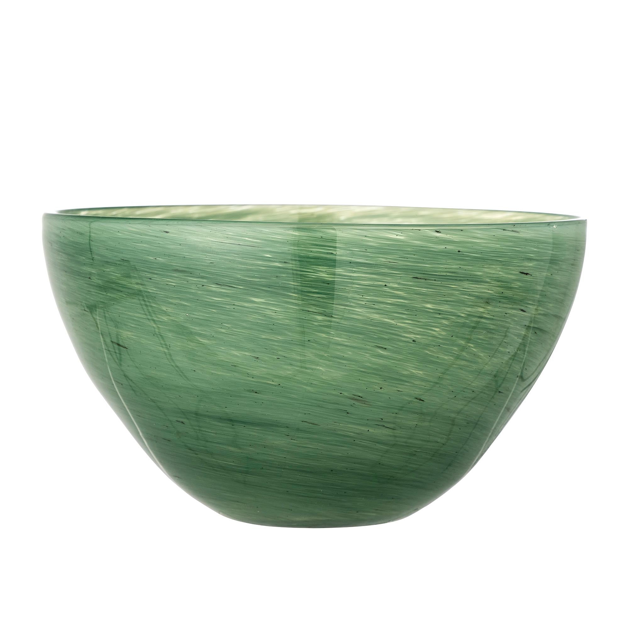 Esmaralda Schale von Bloomingville: Mundgeblasenes Glas in sanften Grüntönen, einzigartig und elegant, ideal für Snacks und Deko.