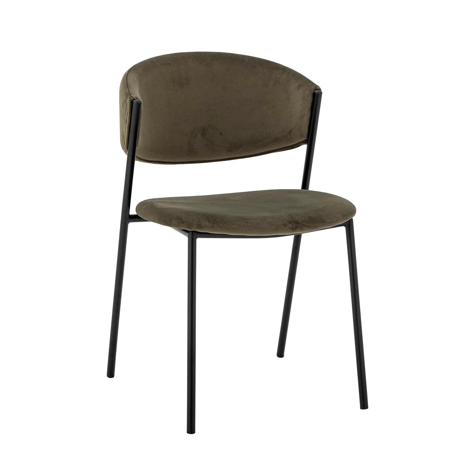 Moderner Marlo Esszimmerstuhl in Grün von Bloomingville, aus recyceltem Polyester, ideal für stilvolles und umweltbewusstes Wohnen.