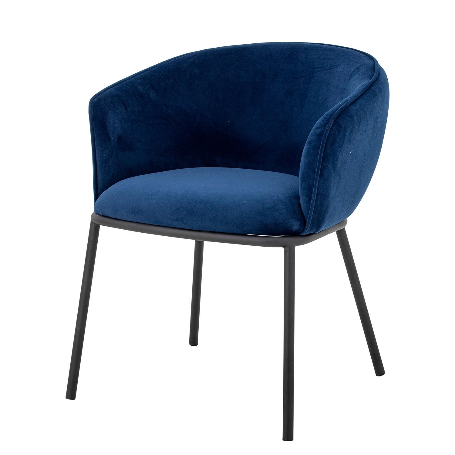 Moderner Esszimmerstuhl in Blau von Bloomingville, gefertigt aus recyceltem Polyester. Stilvoll und nachhaltig für Ihr Zuhause.