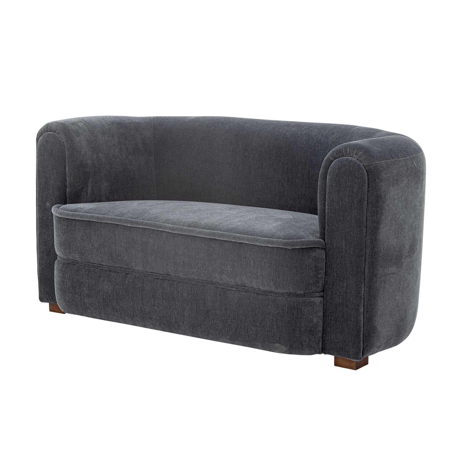 Elegantes 2er Sofa Malala in Blau, aus recyceltem Polyester, vereint stilvolle Ästhetik mit nachhaltigem Komfort für Ihr Zuhause.