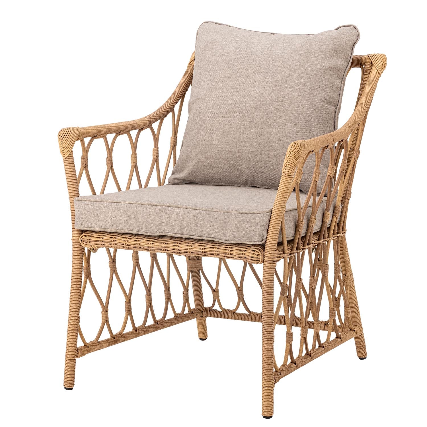 Eleganter Belluce Sessel aus hochwertigem Polyrattan von Bloomingville, perfekt für gemütliche Stunden und geschmackvolle Einrichtung.