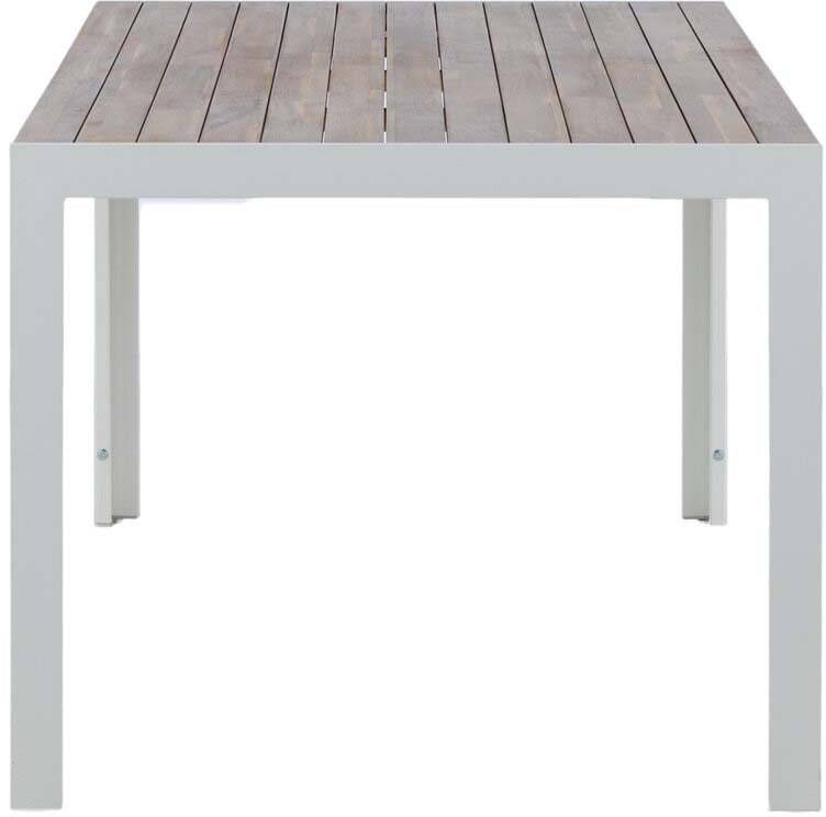 Moderner Bois Gartentisch von Venture Home, gefertigt aus hochwertigem Akazienholz und stabilen Metallbeinen, ideal für stilvolle Gartenpartys.
