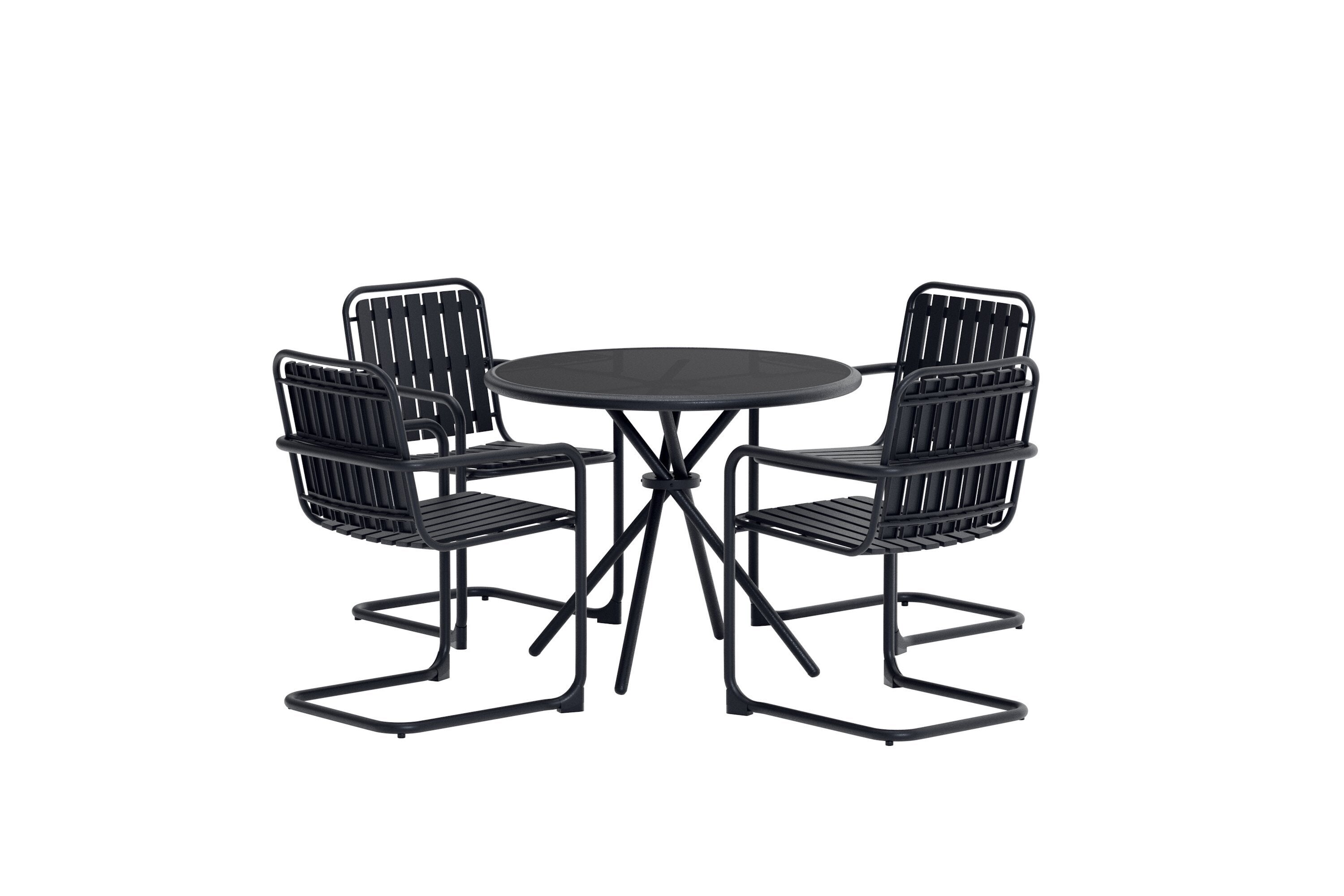 Modernes Gartentischset Chios in Schwarz von Venture Home, perfekt für entspannte Stunden im Freien und stilvolle Outdoor-Events.