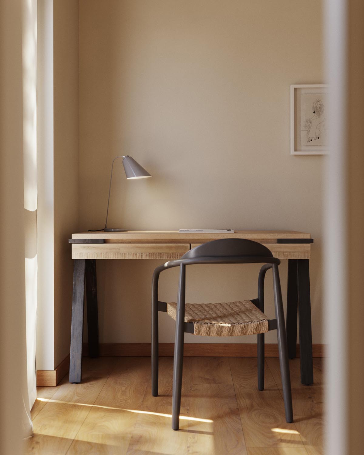 Elegante Tipir Tischlampe in Grau von Kave Home für stilvolle Räume.