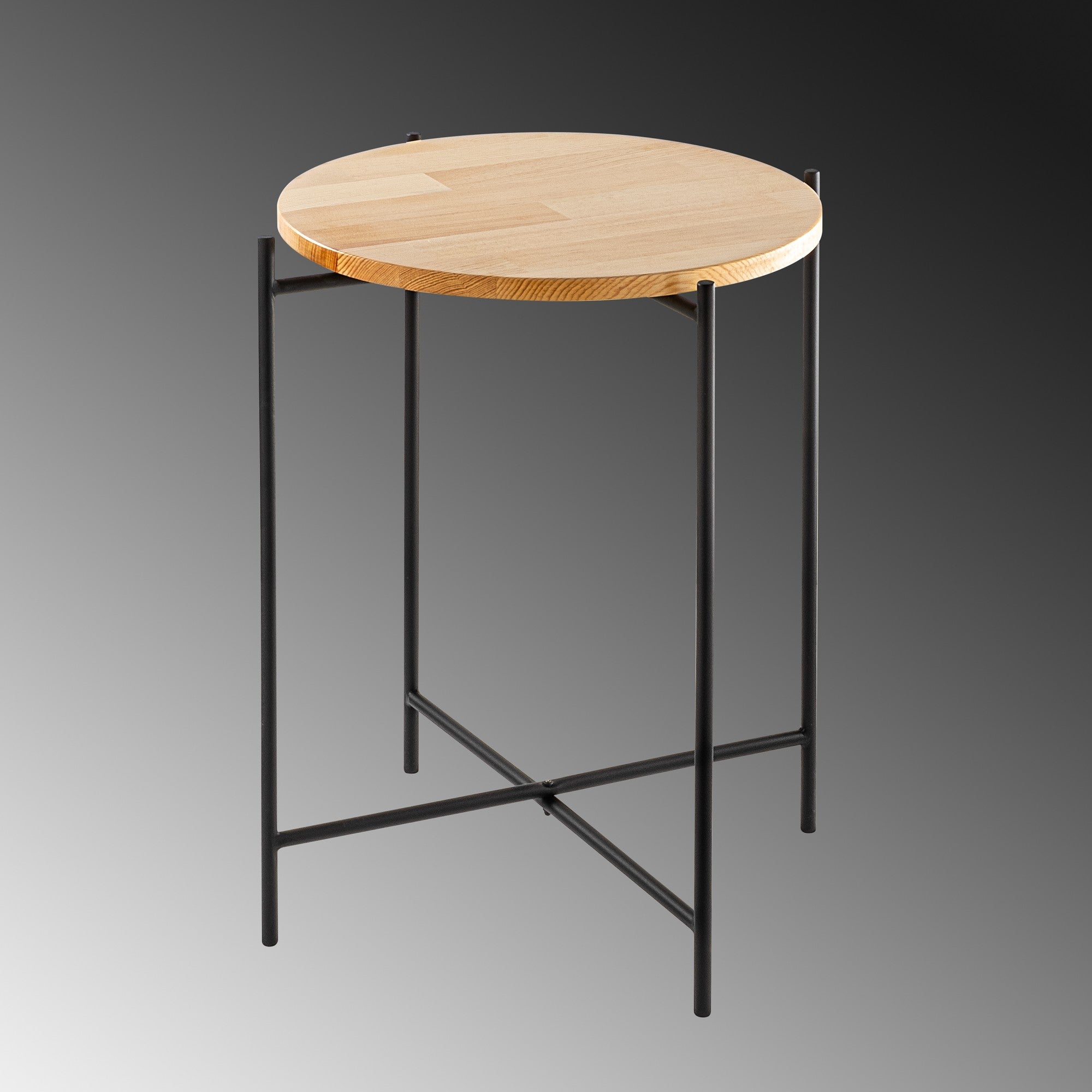 Eleganter SHB Sofatisch in Schwarz von Hanah Home. Aus 100% Holz und stabilem Metall, bringt er rustikalen Charme und moderne Eleganz in jeden Raum.