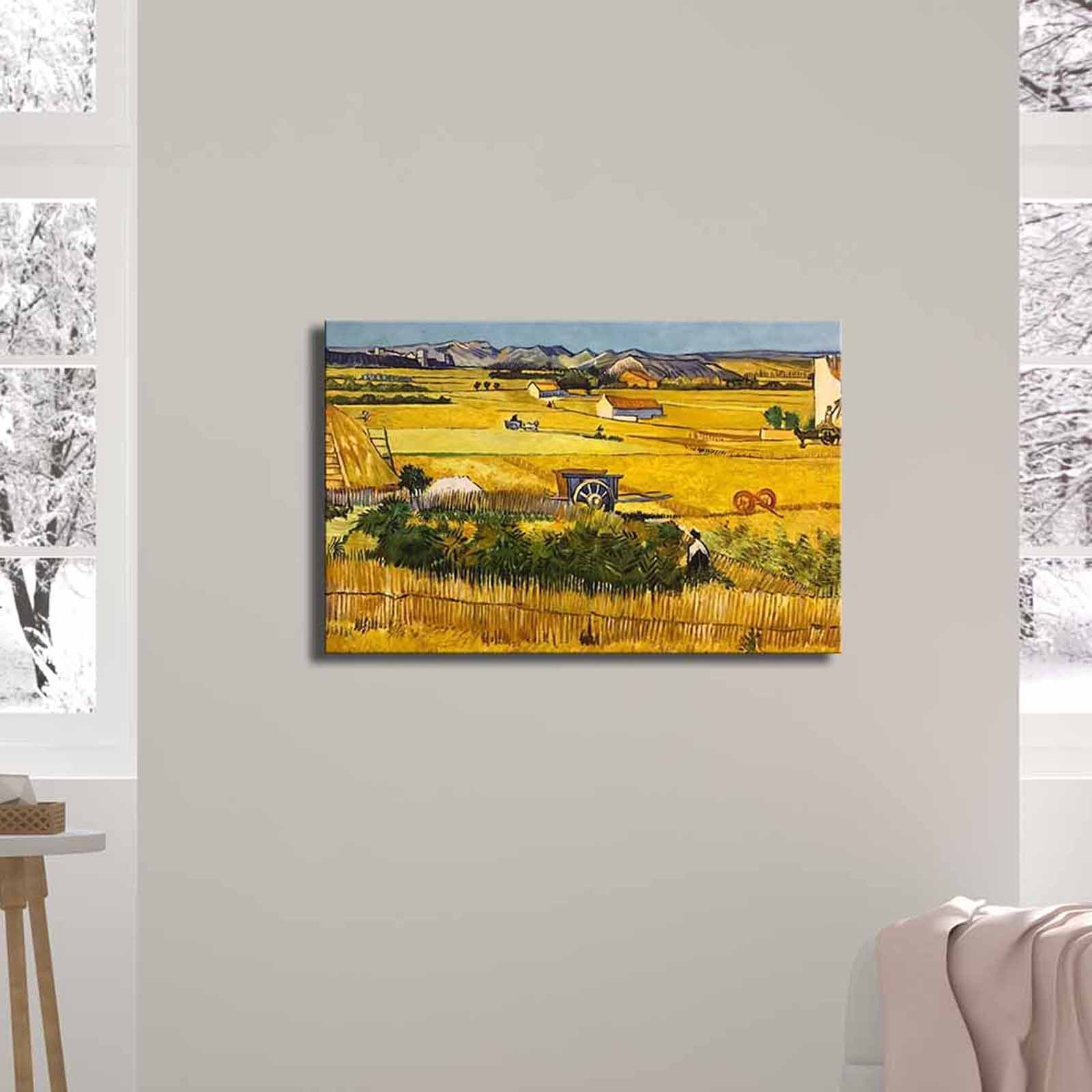 Entdecken Sie das FAMOUSART Bild von Wallity – ein farbenfrohes Meisterwerk, das Ihr Zuhause mit van Goghs "Die Ernte" verzaubert. Ideal für jeden Raum!