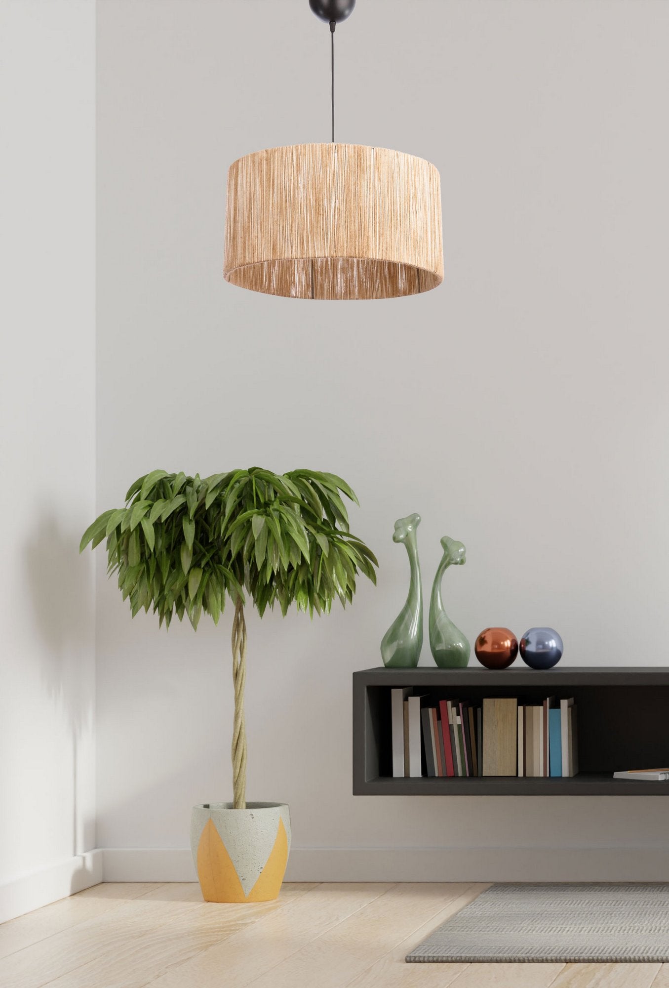 Entdecken Sie die Cane Pendelleuchte von Opviq – ein stilvolles, rustikales Design mit Jutekappe, das jeden Raum in Ihrem Zuhause aufwertet.