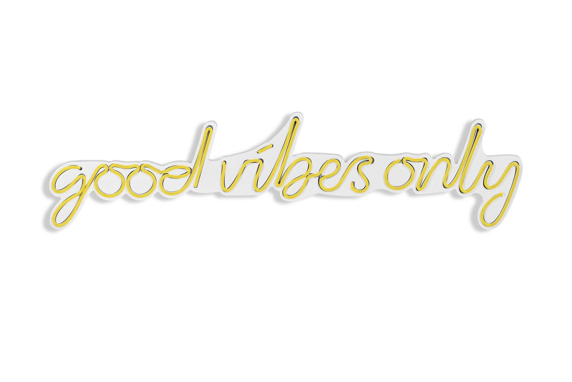 Die gelbe Wandleuchte "Good Vibes Only" von Wallity sorgt für ein positives Ambiente und setzt lebendige Lichtakzente in Ihrem Zuhause.