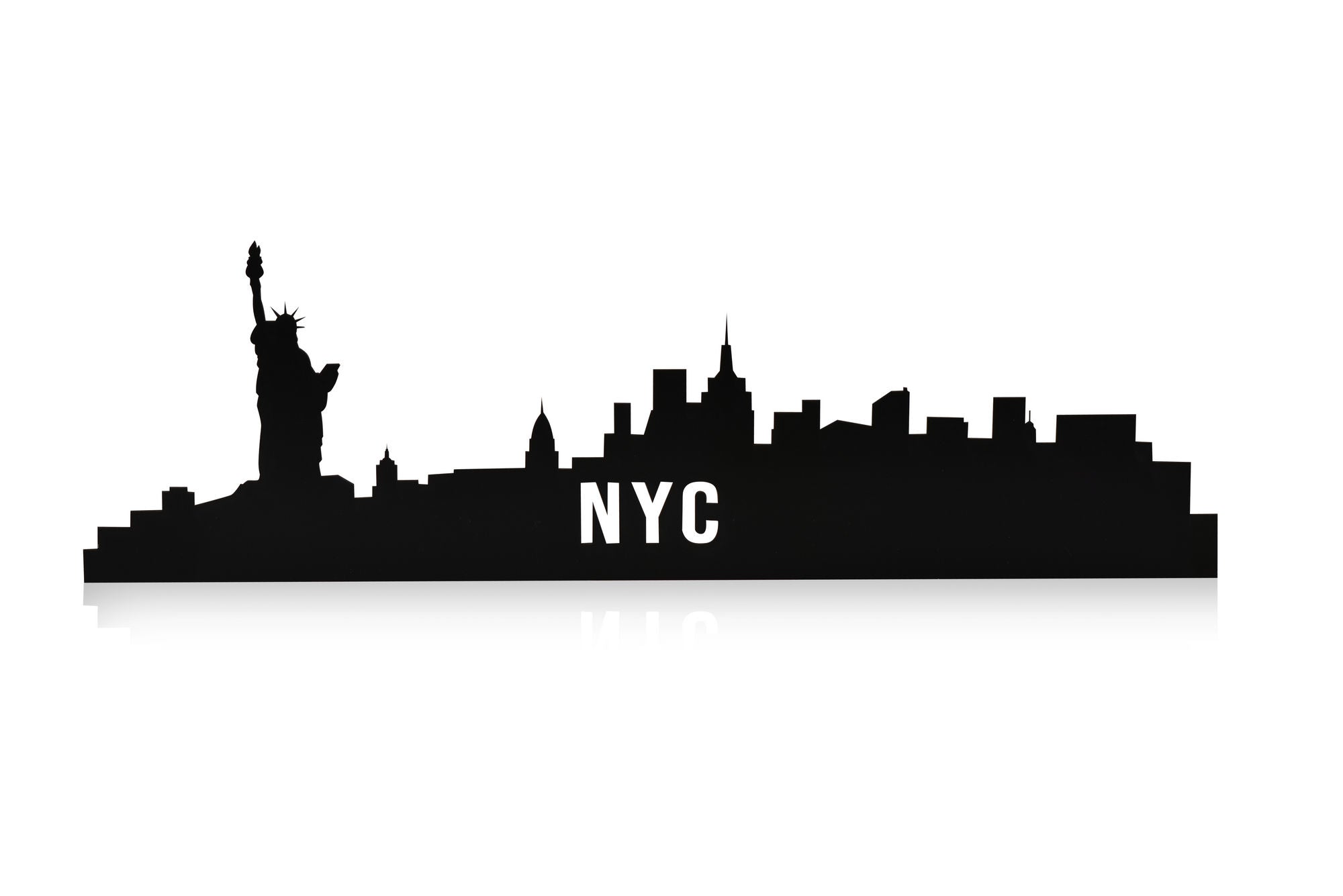 Stimmungsvolle NYC Skyline Wandleuchte in Blau von Wallity – perfektes Lichtdesign für moderne Wohnräume.