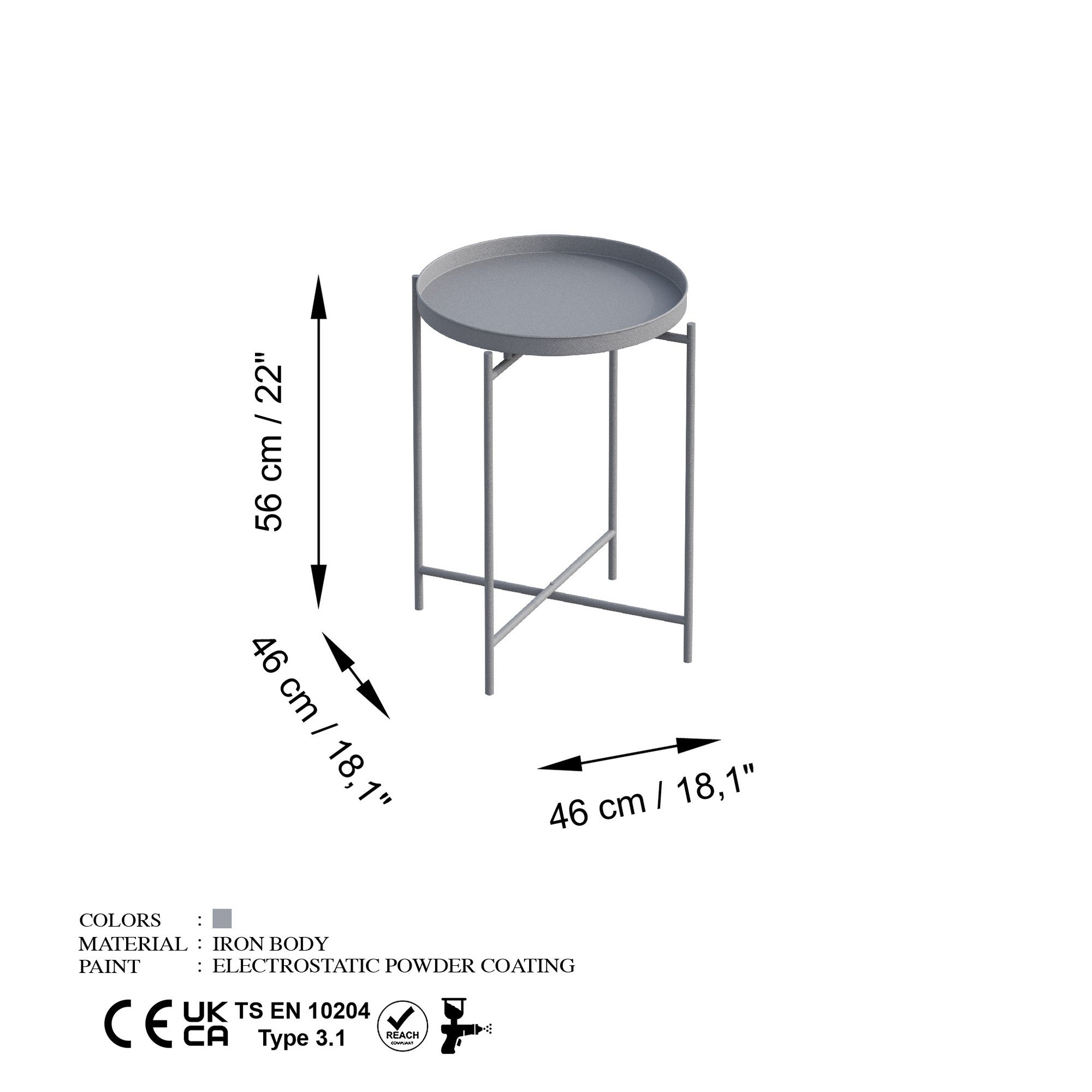 Moderner SHB Sofatisch in edlem Grau von Hanah Home: Robuste Metallkonstruktion, zeitloses Design und perfekte Funktionalität für Ihr Zuhause.