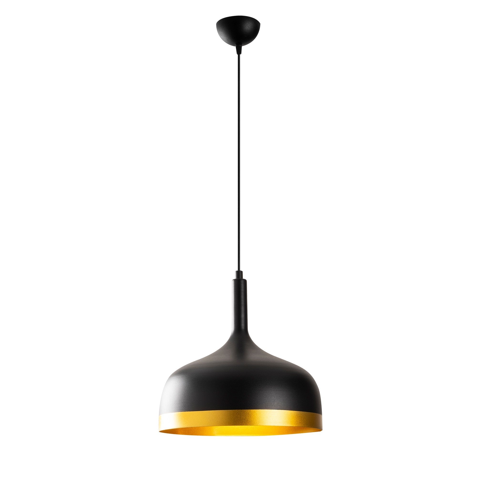 Verleihen Sie Ihrem Raum mit der Sivani Pendelleuchte in Schwarz Gold von Opviq einen Hauch von Eleganz und modernem Glamour.