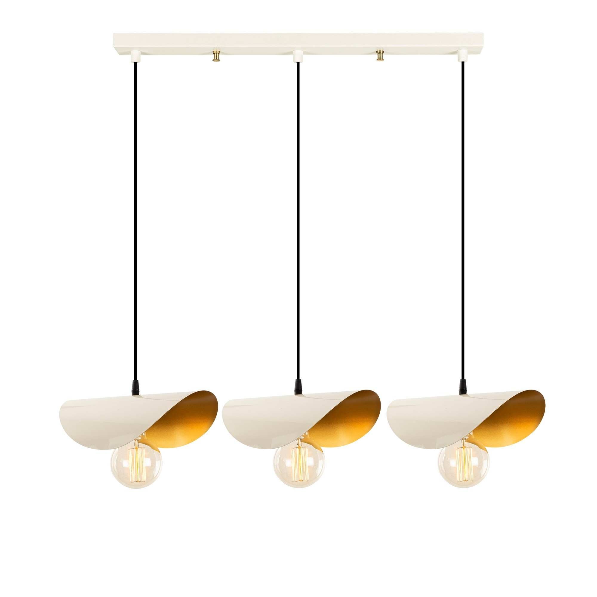 Verleihen Sie Ihrem Zuhause mit der Sivani Pendelleuchte von Opviq einen Hauch von Luxus. Ihr elegantes Weiß-Gold-Design und die moderne Form machen sie zum perfekten Blickfang.