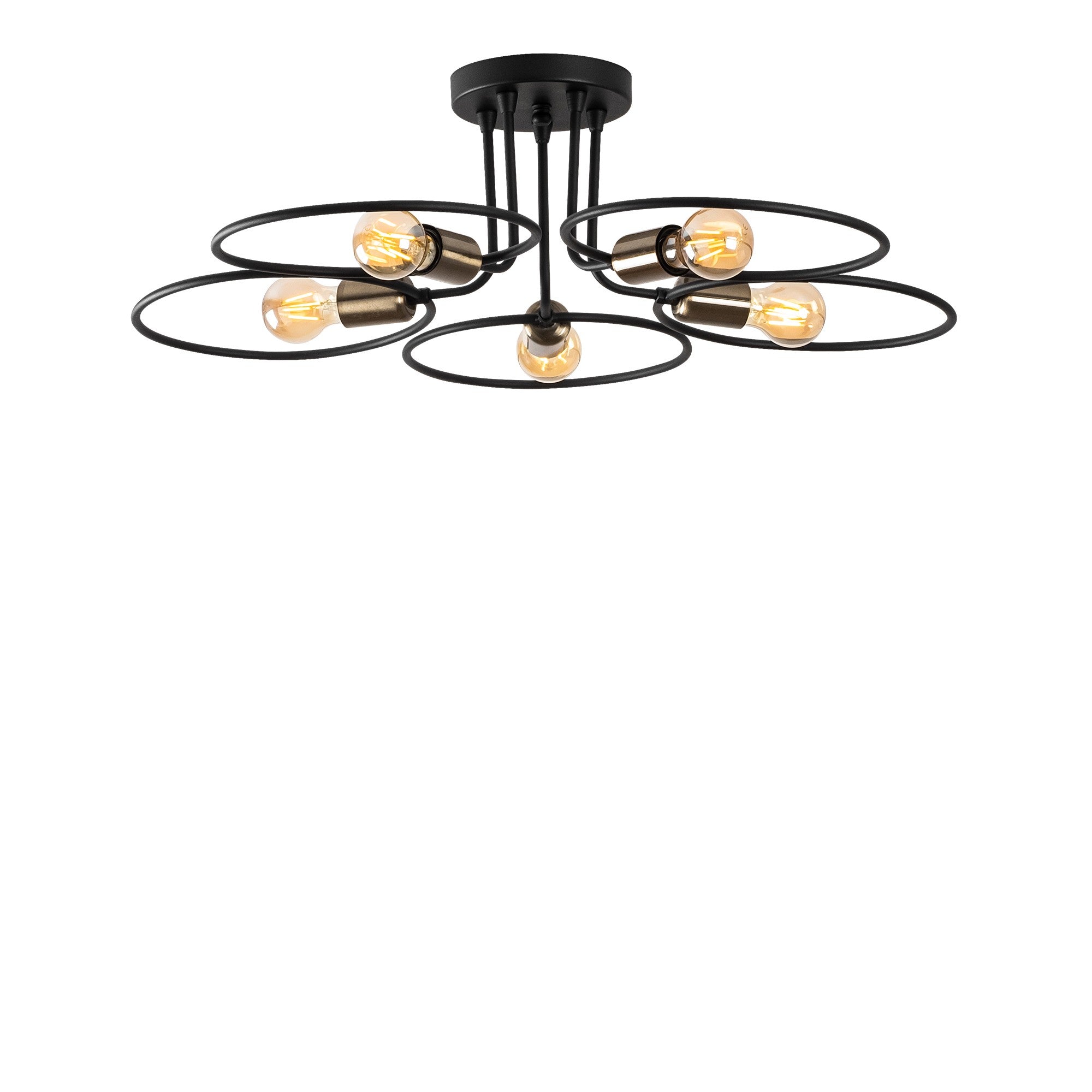 Verleihen Sie Ihrem Zuhause mit der eleganten Circle Deckenleuchte in Schwarz von Opviq einen Hauch von Luxus und modernem Stil.
