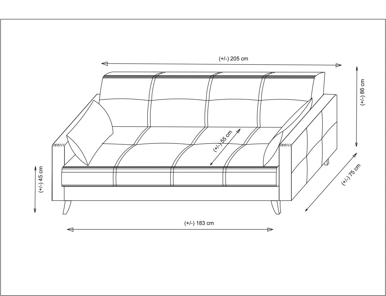 Beige Polya Bettsofa von Atelier Del Sofa – stilvolles 3-Sitzer-Design, das sich einfach in ein bequemes Bett umwandeln lässt.