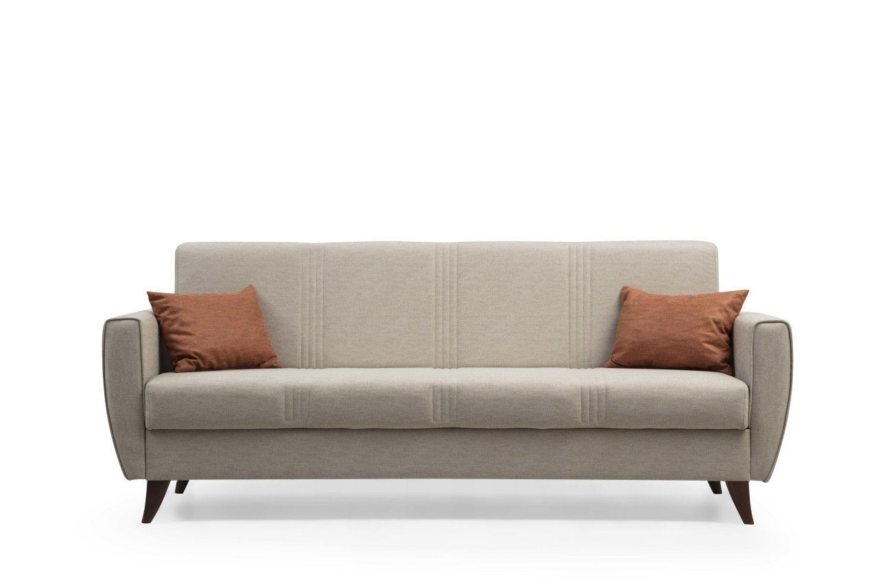 Erleben Sie das Zaden Bettsofa in Beige von Atelier Del Sofa – ein elegantes 3-Sitzer Schlafsofa, das Ihren Raum mit Komfort und Stil bereichert.