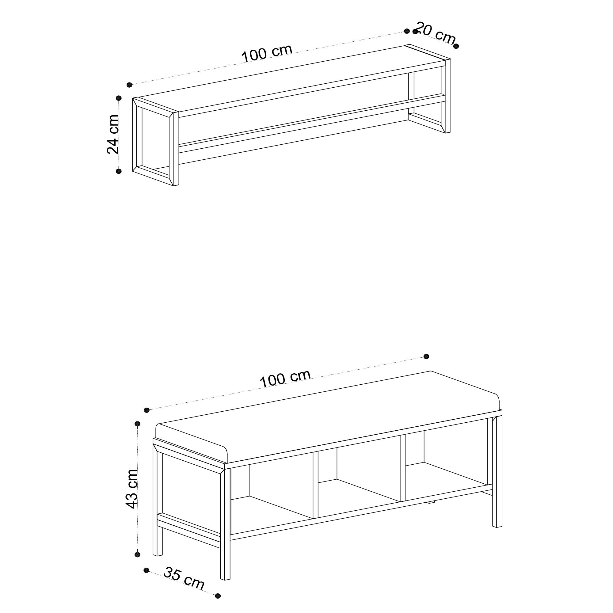 Verleihen Sie Ihrem Eingangsbereich mit der Shana Garderobe in Eiche Schwarz von Hanah Home einen modernen Look und schaffen Sie Ordnung mit Stil.