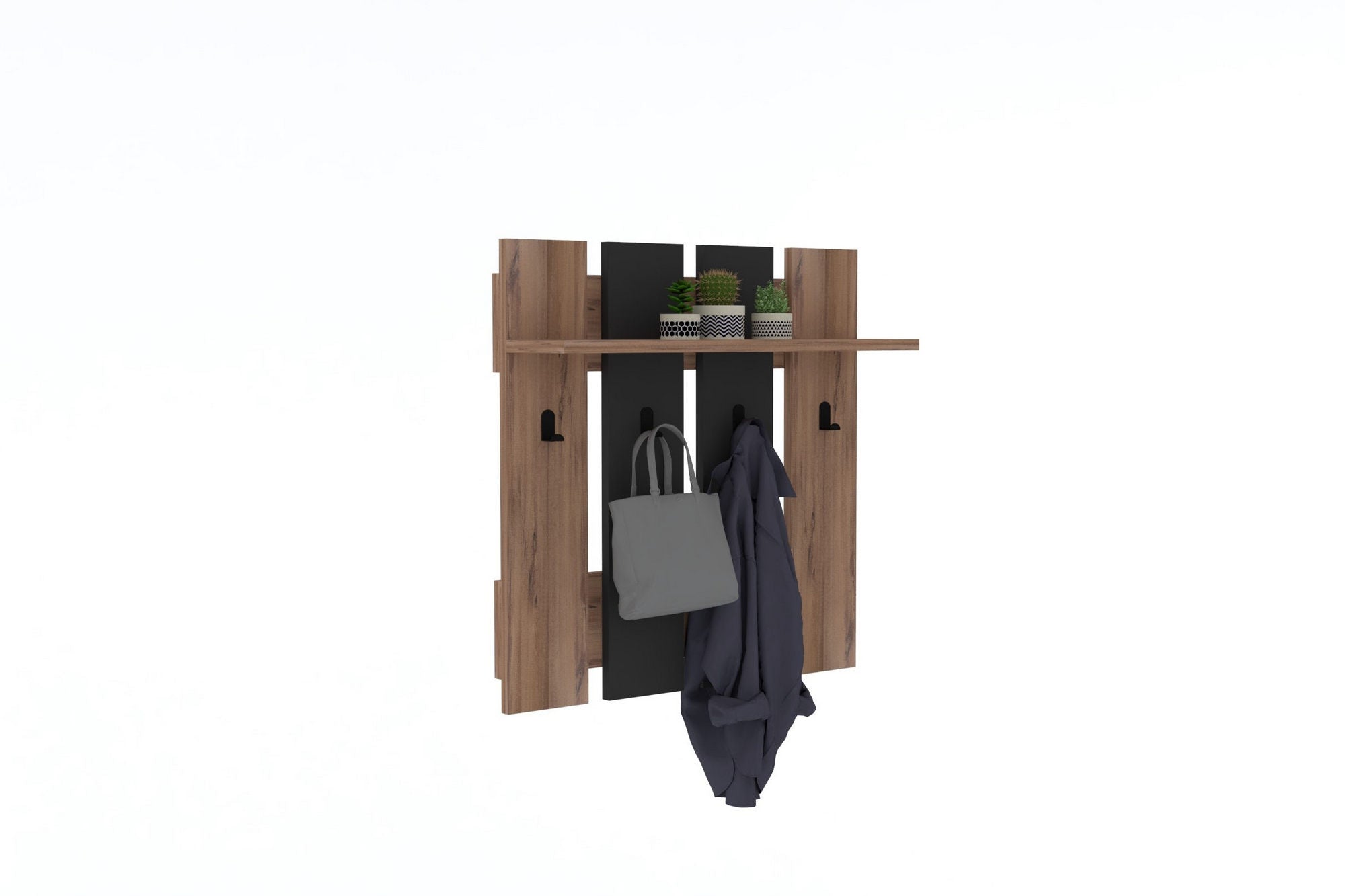 Gestalten Sie Ihren Raum neu mit dem Mita Kleiderhaken in Walnuss und Anthrazit von Hanah Home – elegant, robust und vielseitig einsetzbar!