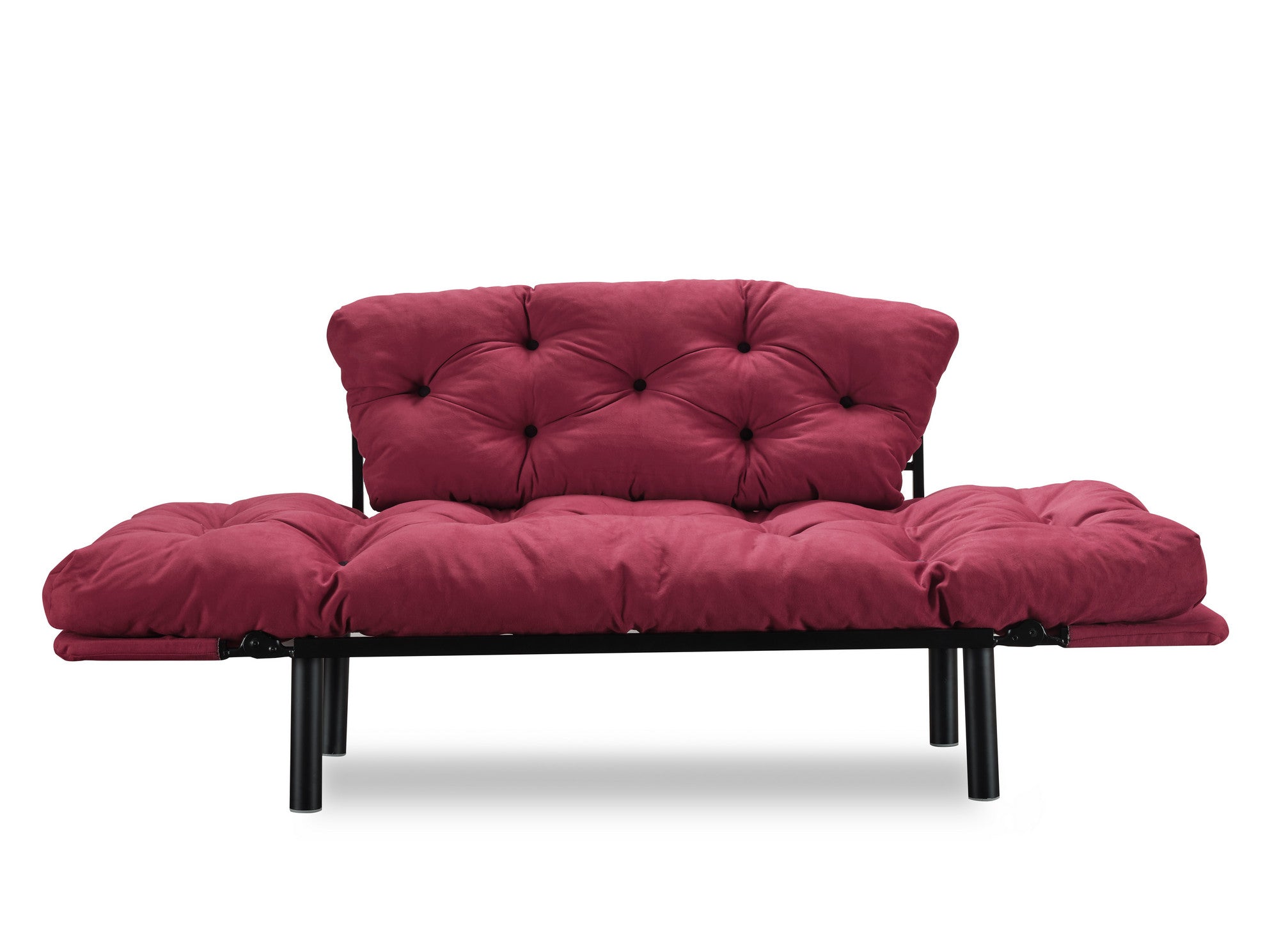 Entdecken Sie das stilvolle Nitta Bettsofa in tiefem Maroon – ideal für gemütliche Abende und als elegante Schlaflösung.