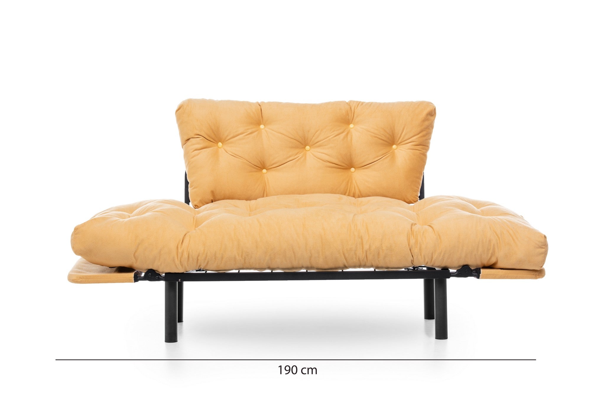 Stylisches Nitta Bettsofa in leuchtendem Senf, ideal für gemütliche Nächte und stilvolle Wohnräume – ein echter Blickfang!