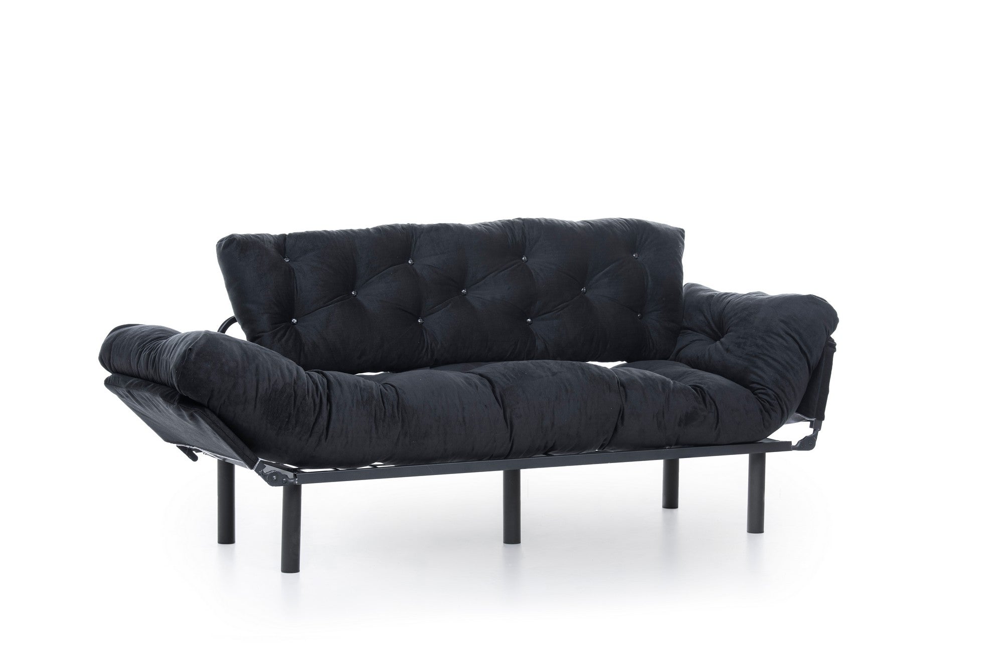 Elegantes Nitta Triple Bettsofa in Schwarz von Atelier Del Sofa – perfektes Möbelstück für stilvolle Wohnräume und Übernachtungsgäste.