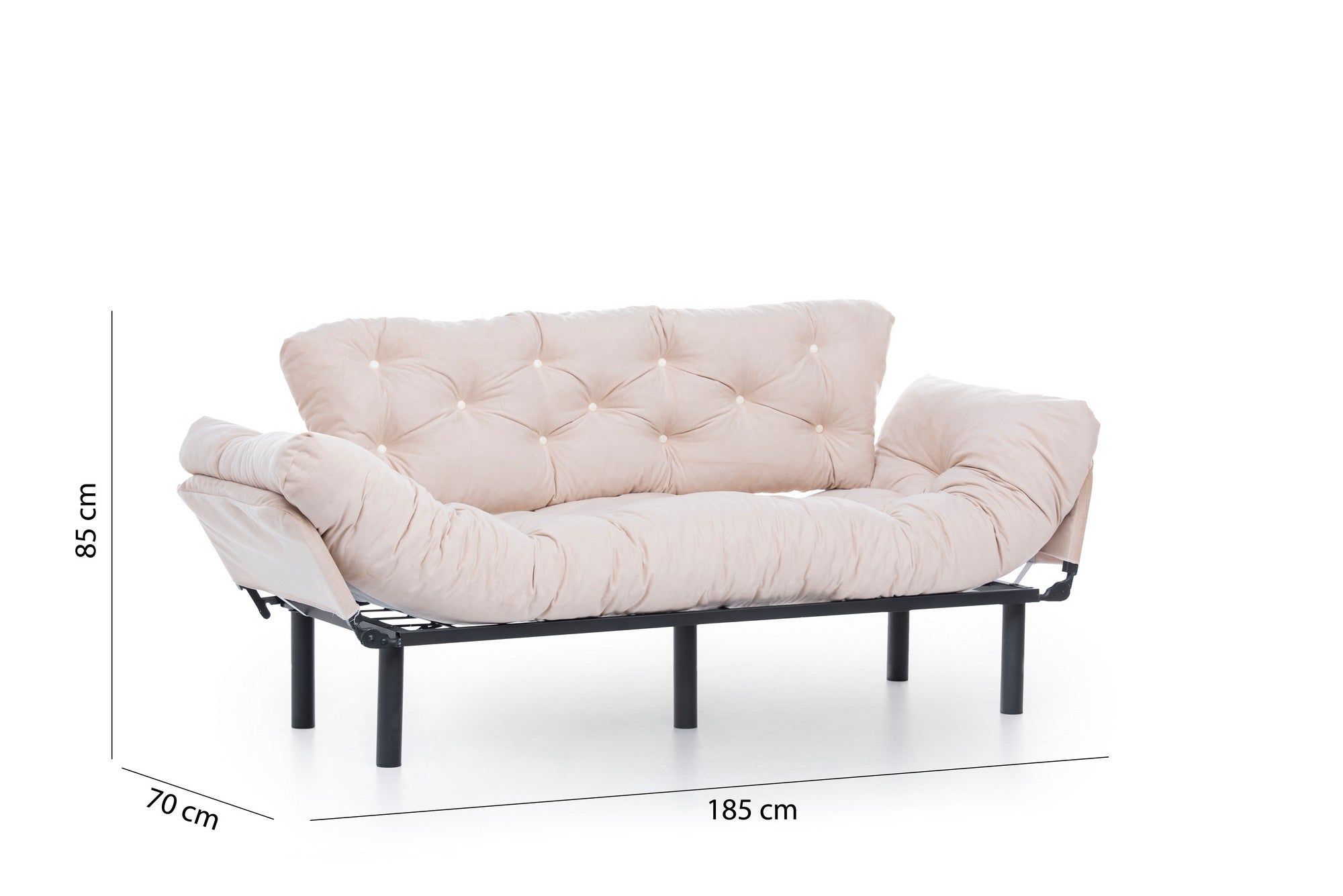 Stilvolles Nitta Triple Bettsofa in sanftem Sahne-Ton, ideal für entspannte Abende und moderne Einrichtung. Komfort trifft auf Design.