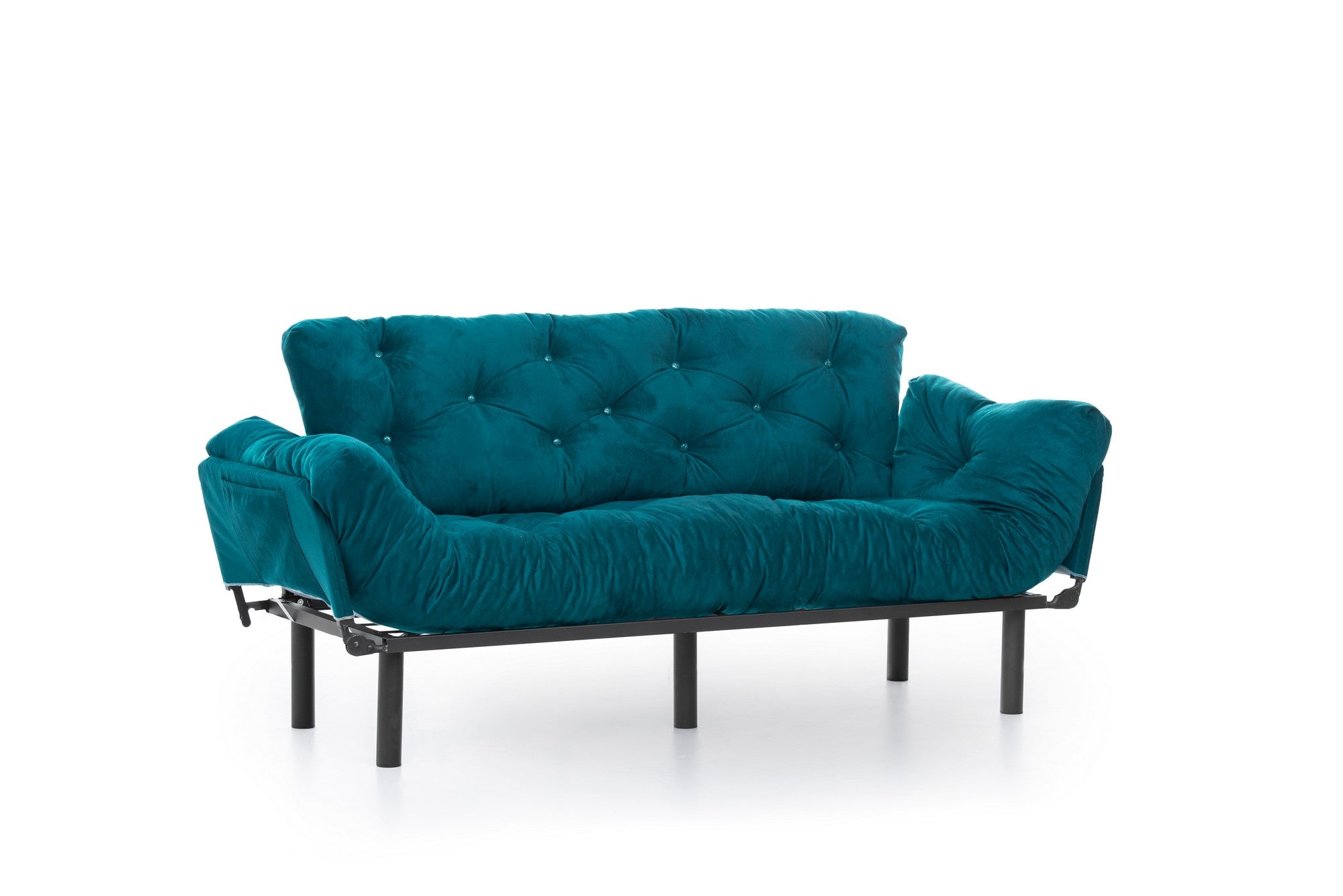 Erleben Sie das Nitta Triple Bettsofa in edlem Petrolgrün – der ideale Mix aus modernem Design, Komfort und praktischer Funktionalität für Ihr Zuhause!
