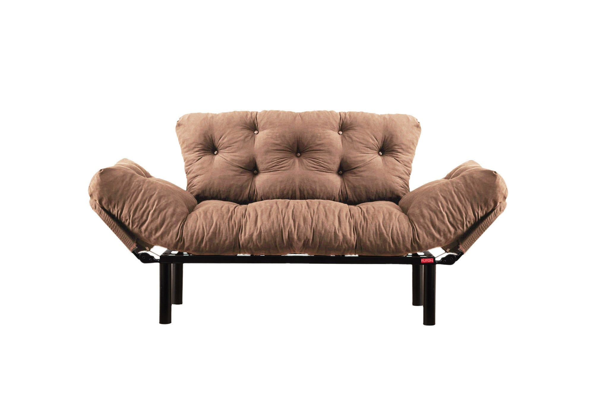 Elegantes Nitta Bettsofa in Hellbraun, perfekt für moderne Wohnräume. Kombiniert Funktionalität mit zeitgemäßem Stil und bietet zusätzlichen Schlafplatz.
