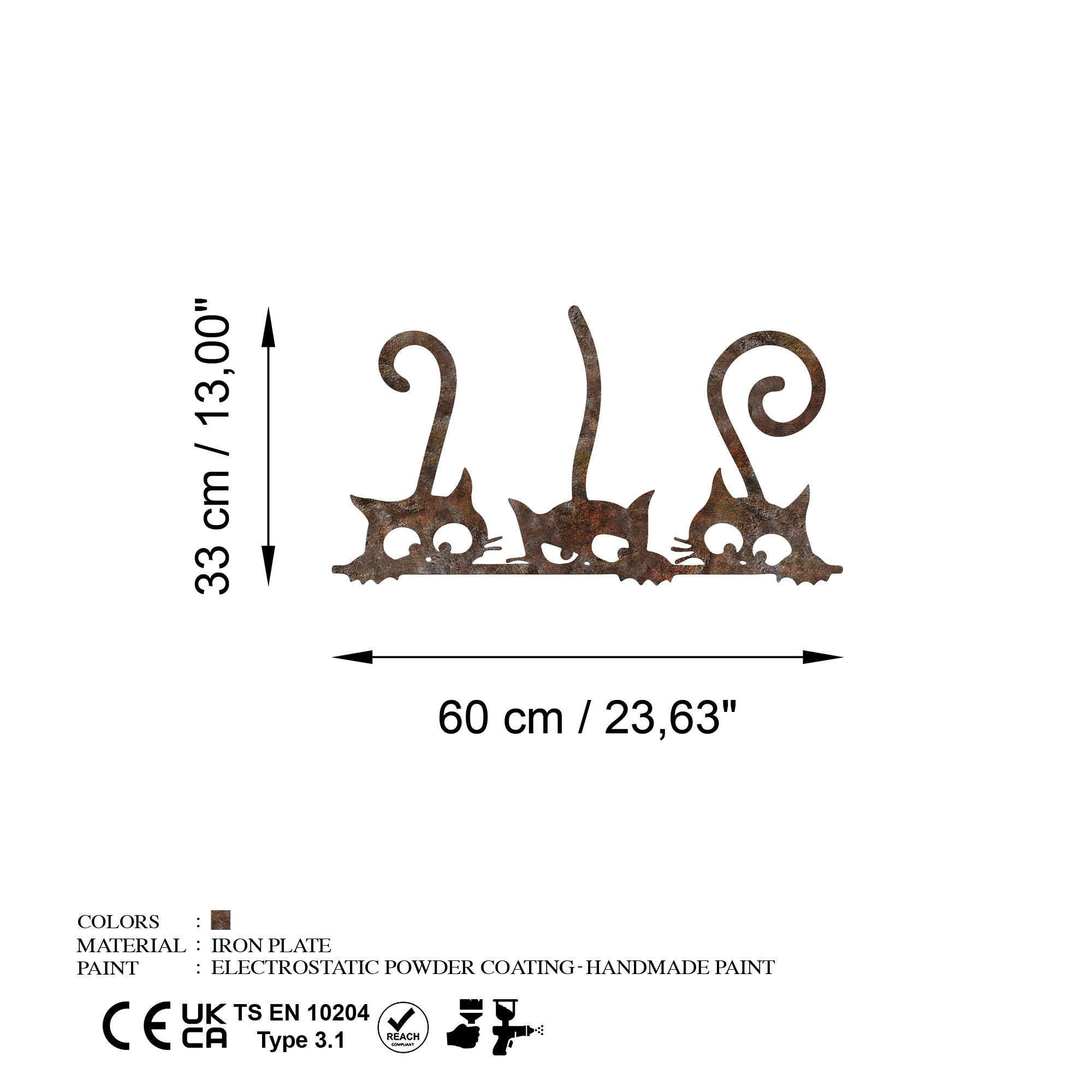 Entdecken Sie die charmante Wanddeko Rusty Cats 1 von Wallity, die Ihrem Raum einen nostalgischen Akzent verleiht und für ein gemütliches Ambiente sorgt.