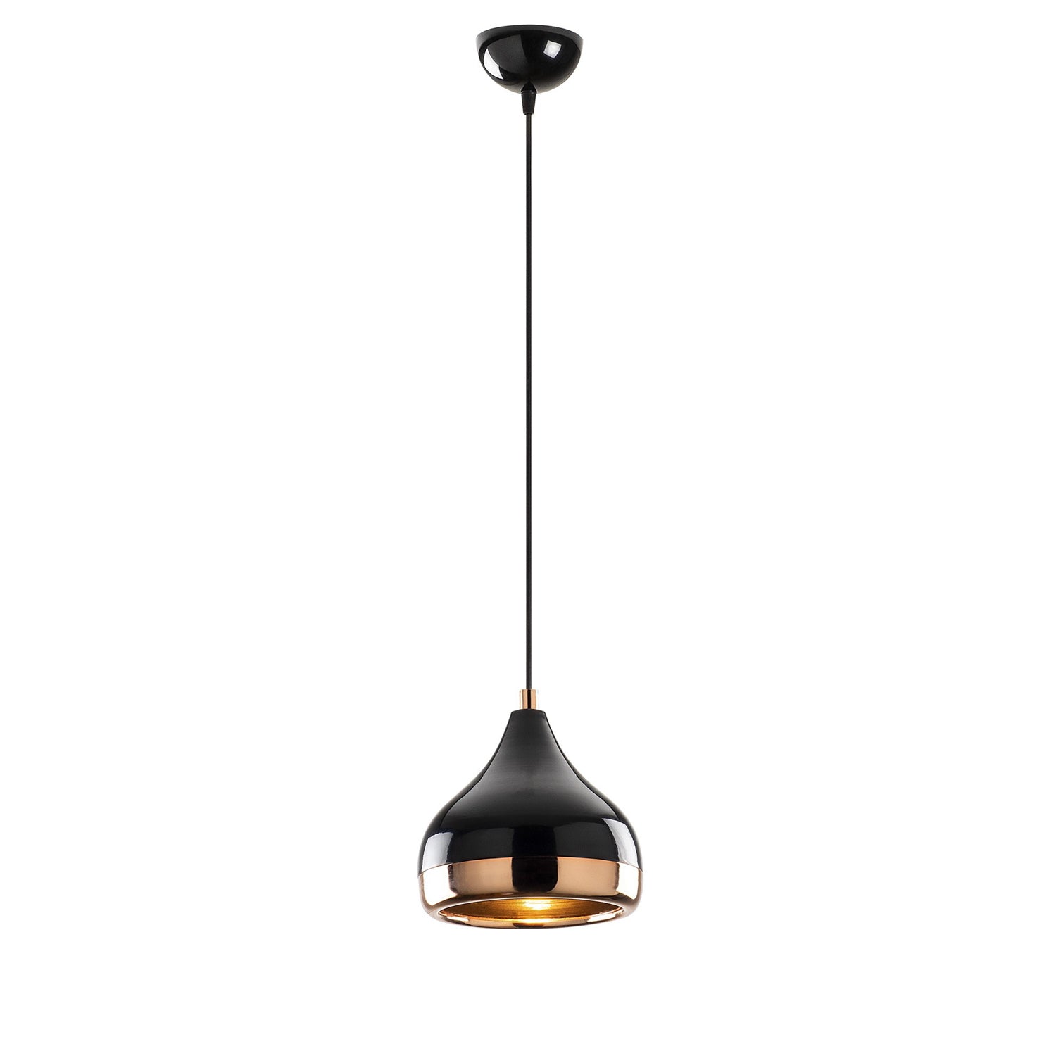 Entdecken Sie die Yıldo Pendelleuchte von Opviq in elegantem Schwarz und Kupfer – ein moderner Kronleuchter, der Ihrem Raum einen Hauch von Luxus und Stil verleiht.