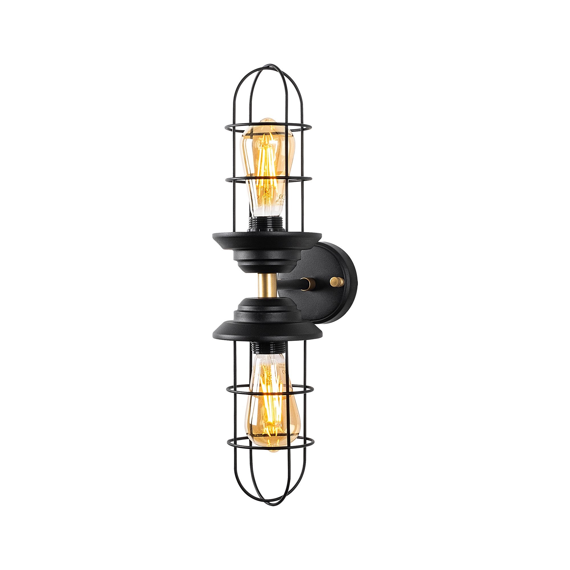 Stilvolle Mahoni Wandleuchte in edlem Schwarz und Gold von Opviq, perfekt für eine moderne und elegante Raumgestaltung.