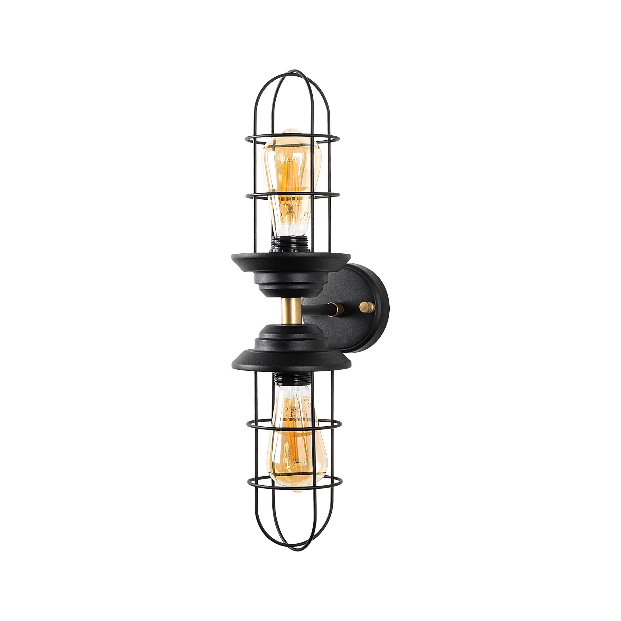Elegante Mahoni Wandleuchte in Schwarz und Gold, ideal zur Akzentuierung von Wänden und Schaffung einer warmen, einladenden Stimmung.