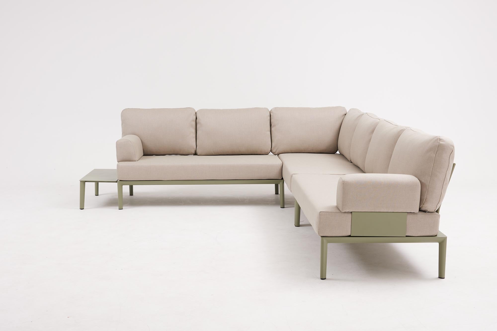 Elegante Armlehne in Oliv-Grün für das Fiore Sofa von Be Garden, ideal für entspannte Momente im Freien und stilvolle Gartenmöbel.