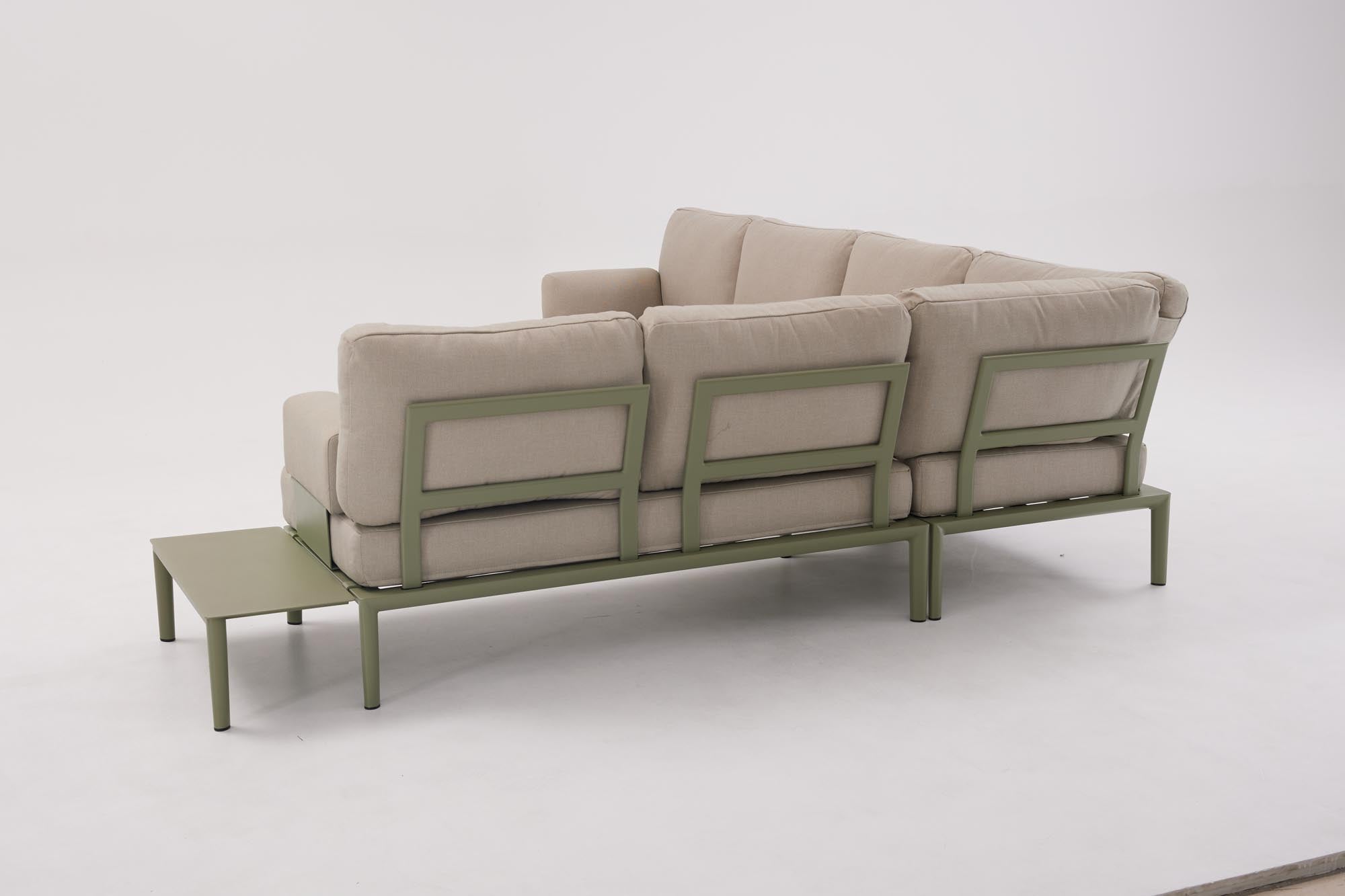Stilvolle Armlehne in Oliv-Grün für das Fiore Sofa von Be Garden, perfekt für gemütliche Stunden im Freien und ansprechende Gartengestaltung.